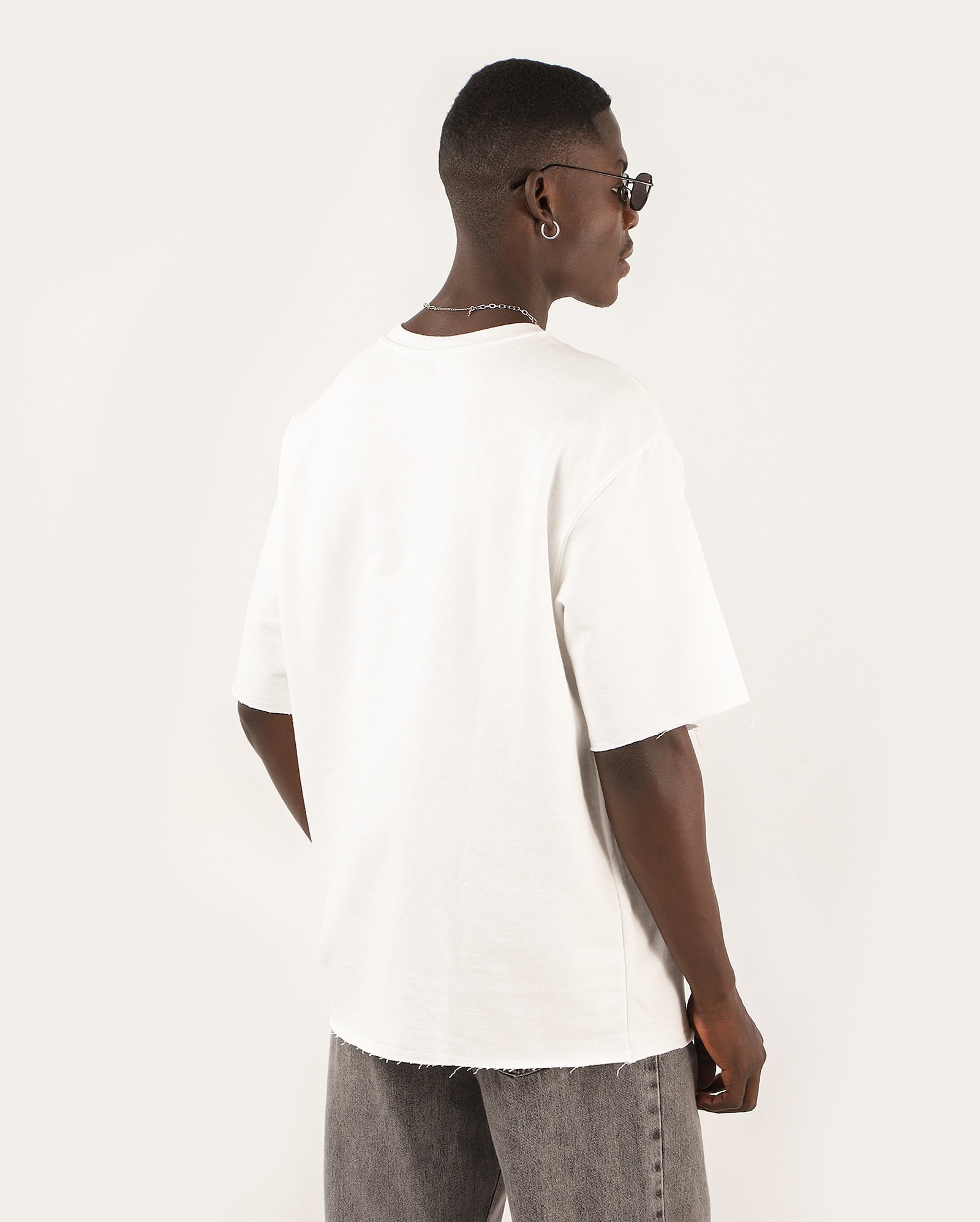 Camiseta de moletom masculina oversized lisa - Branco | Pool — foto 4