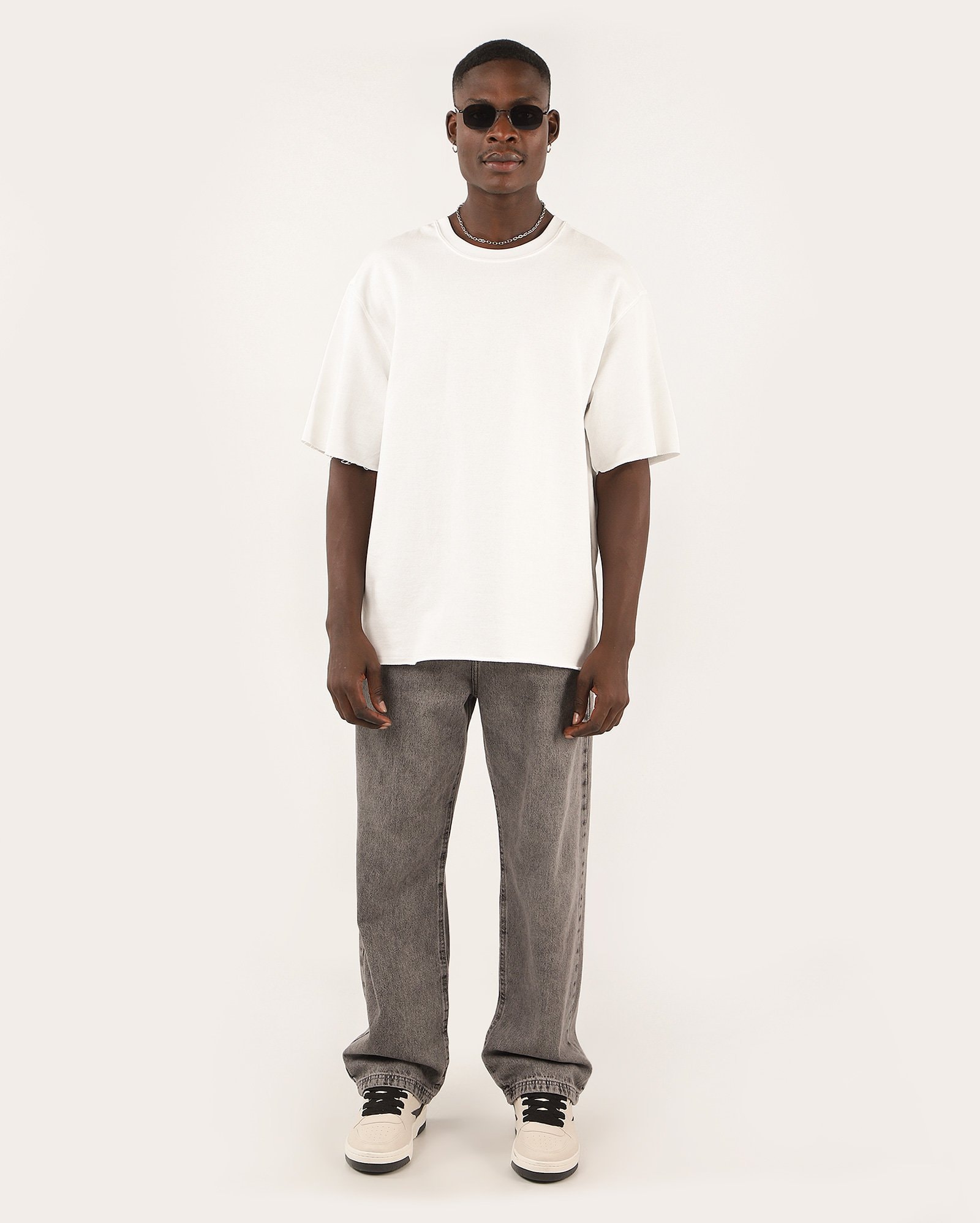 Camiseta de moletom masculina oversized lisa - Branco | Pool — foto 2