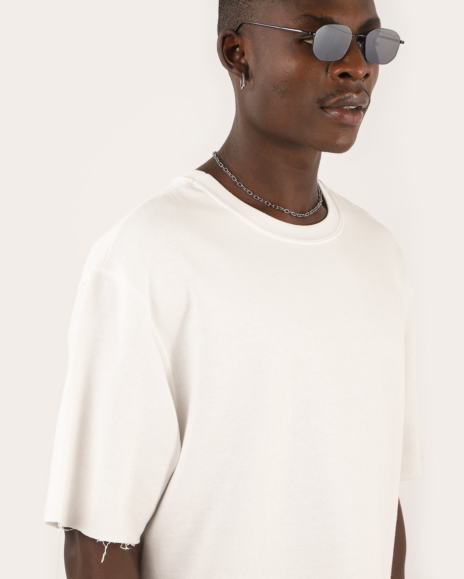 Camiseta de moletom masculina oversized lisa - Branco | Pool — foto 3