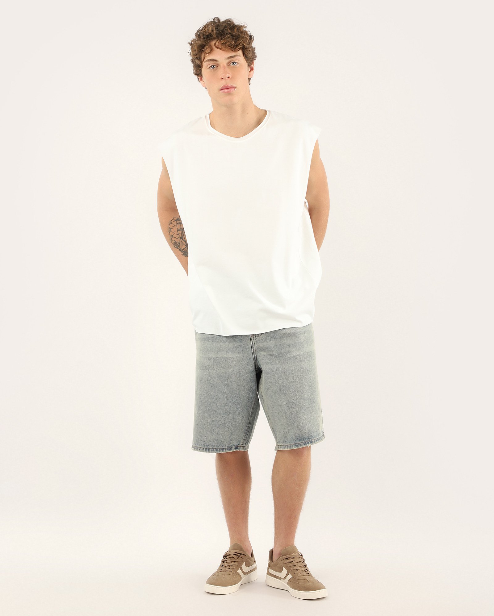 Regata masculina sleeveless lisa branca