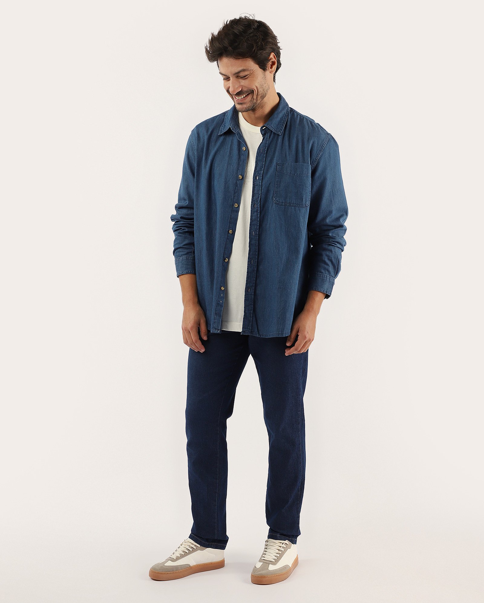 Calça jeans masculina slim com bolsos - Jeans Escuro | Pool Jeans