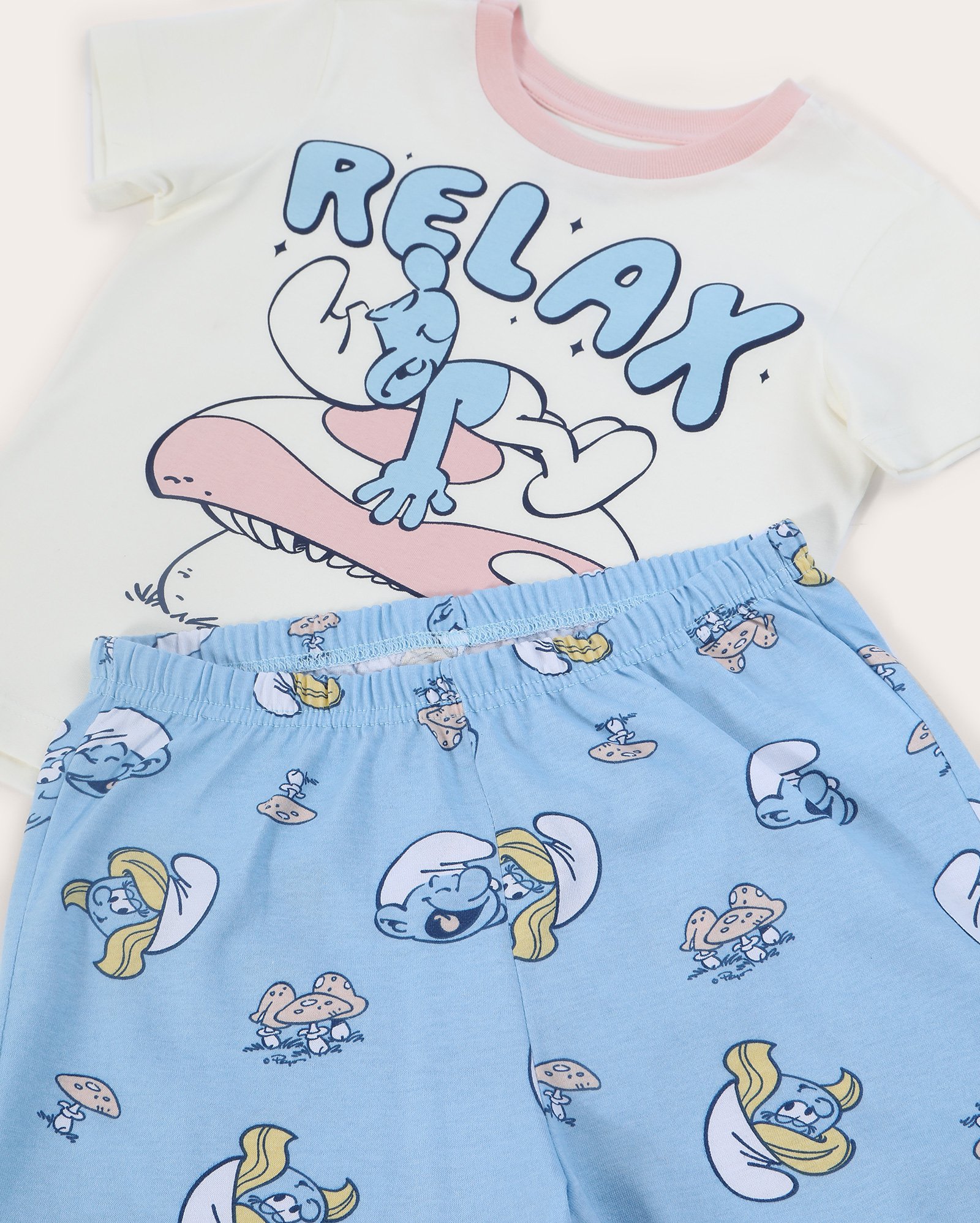 Pijama curto infantojuvenil relax 6-14A multicor | Smurfs