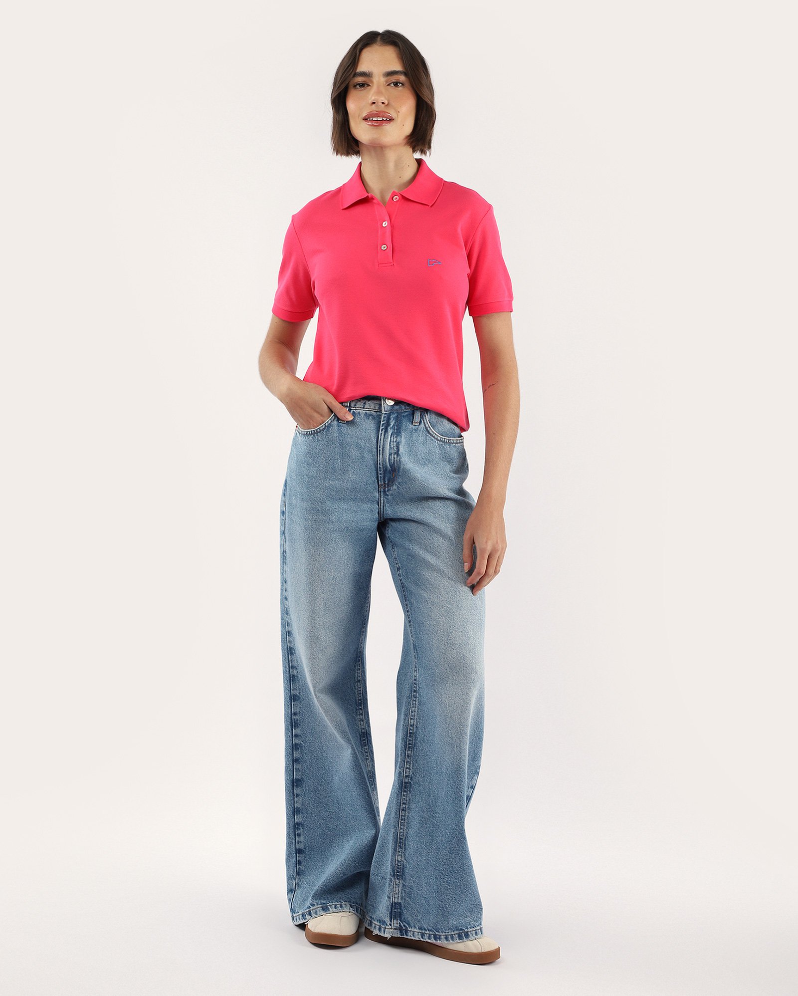 Camisa polo feminina Pool Legacy slim - Rosa