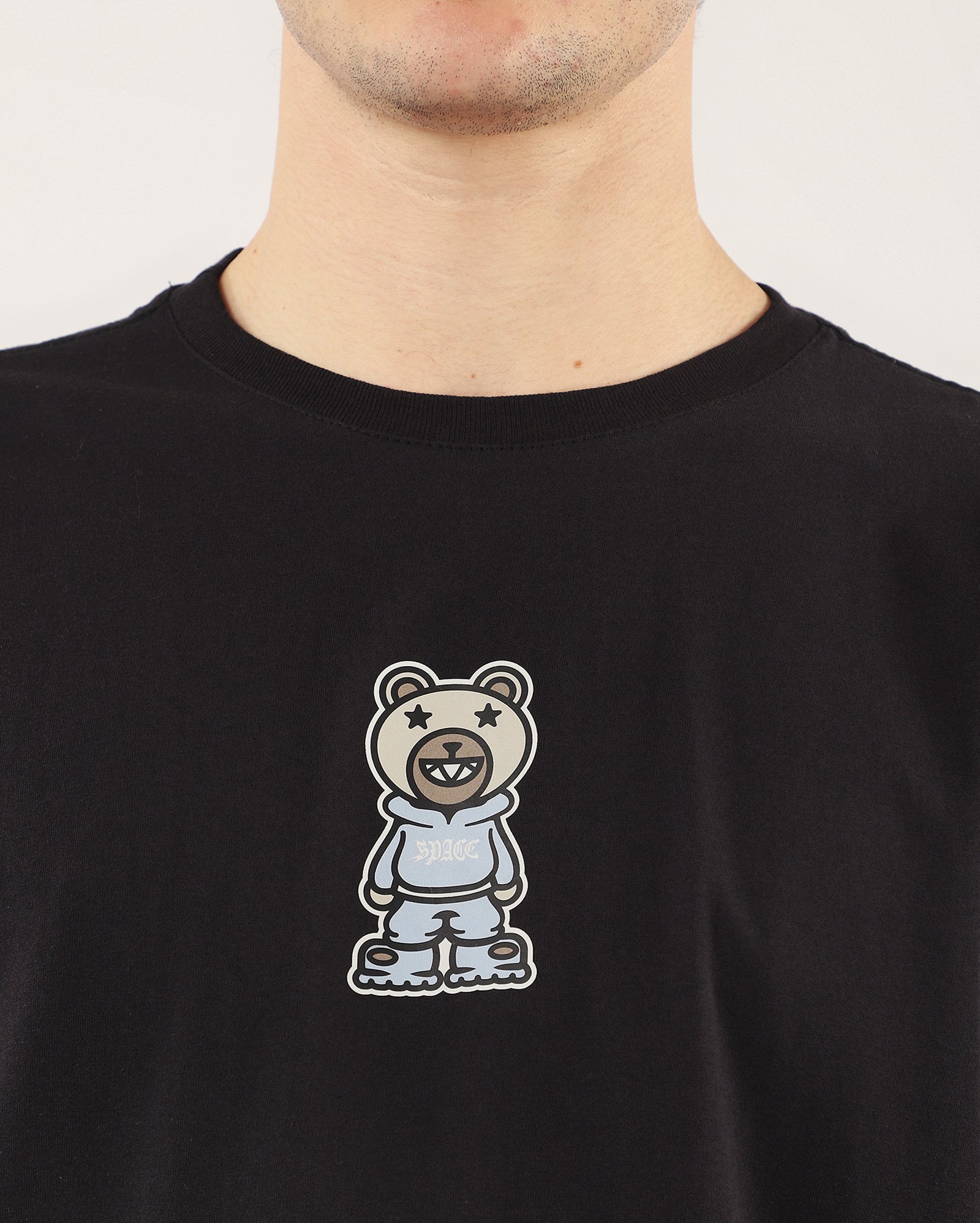 Camiseta masculina regular urso - preta