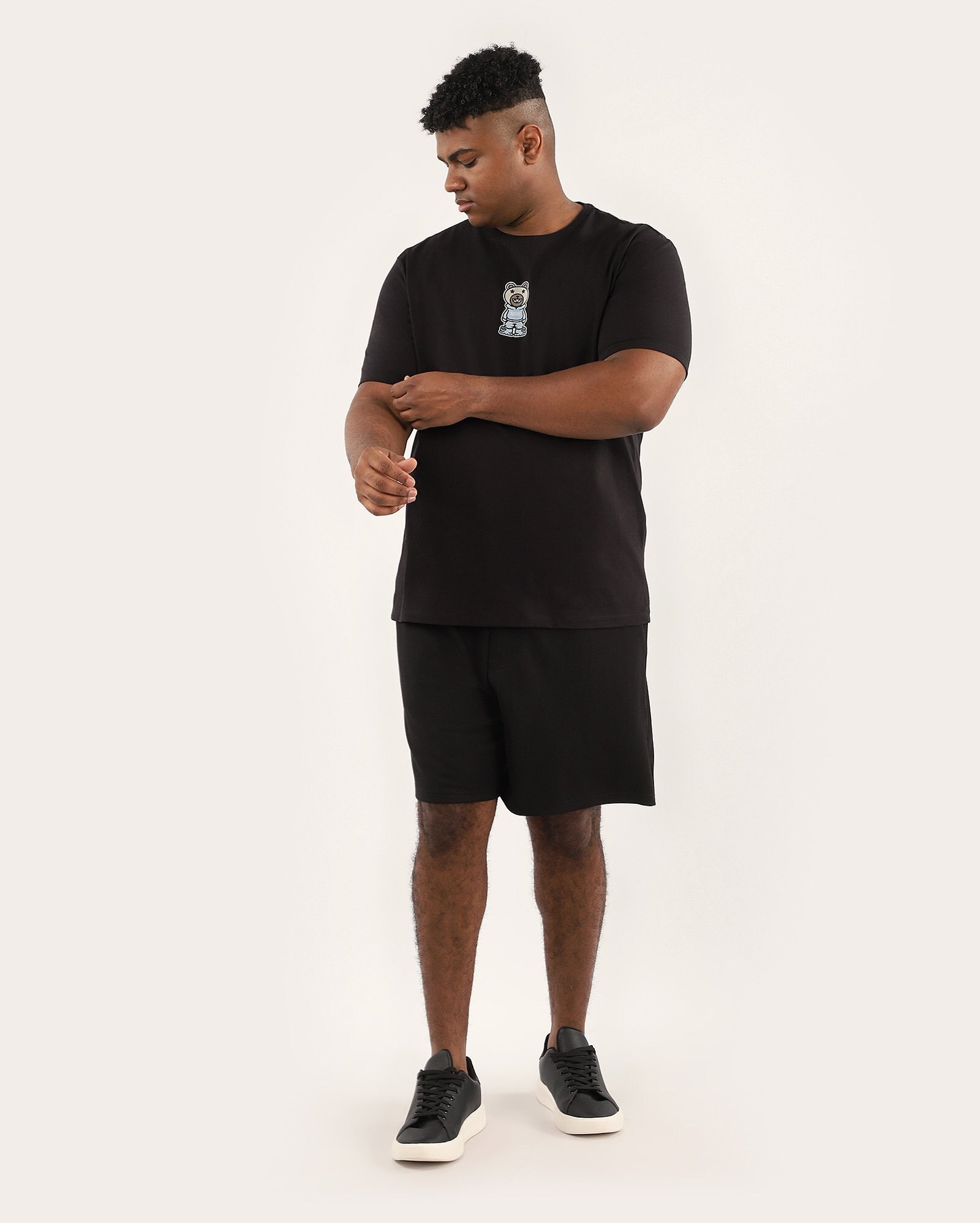 Camiseta masculina regular urso preta
