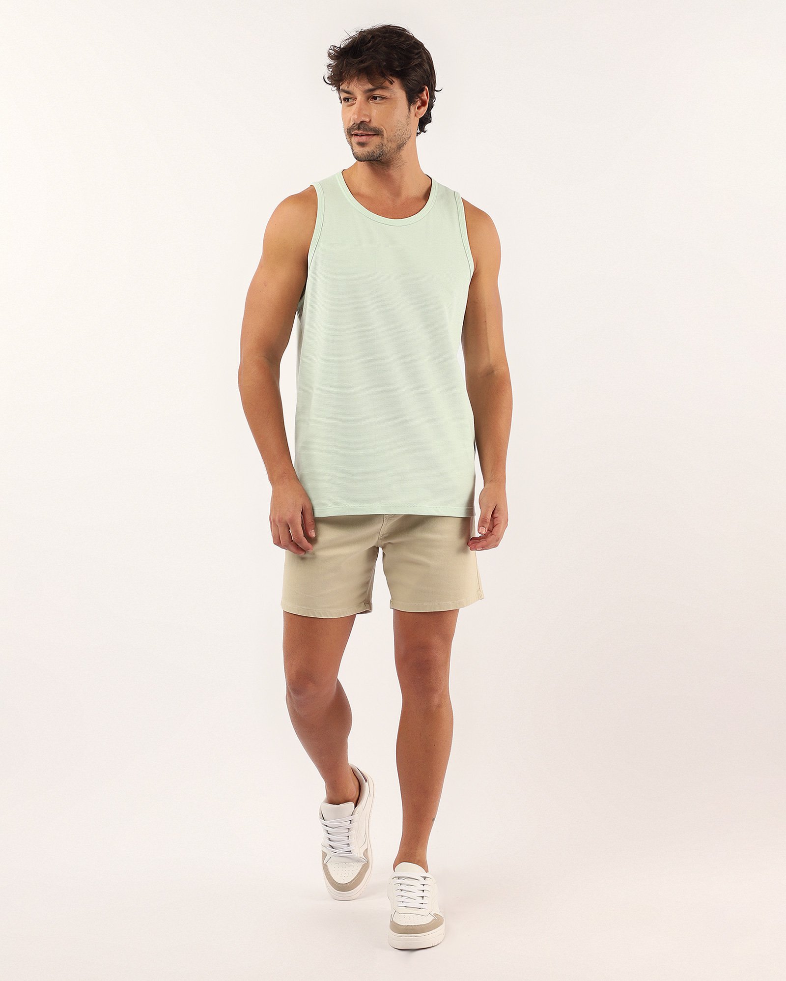 Regata masculina texturizada regular verde