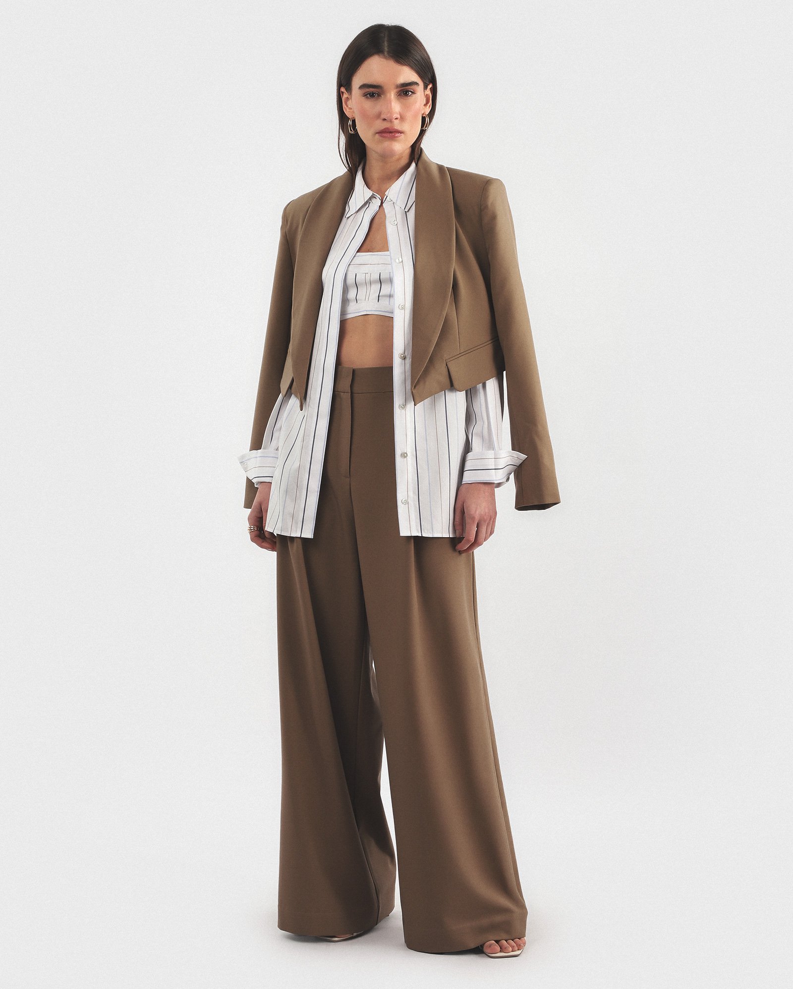 Camisa feminina tricoline listrada branca | GIULLIÈR + RCHLO