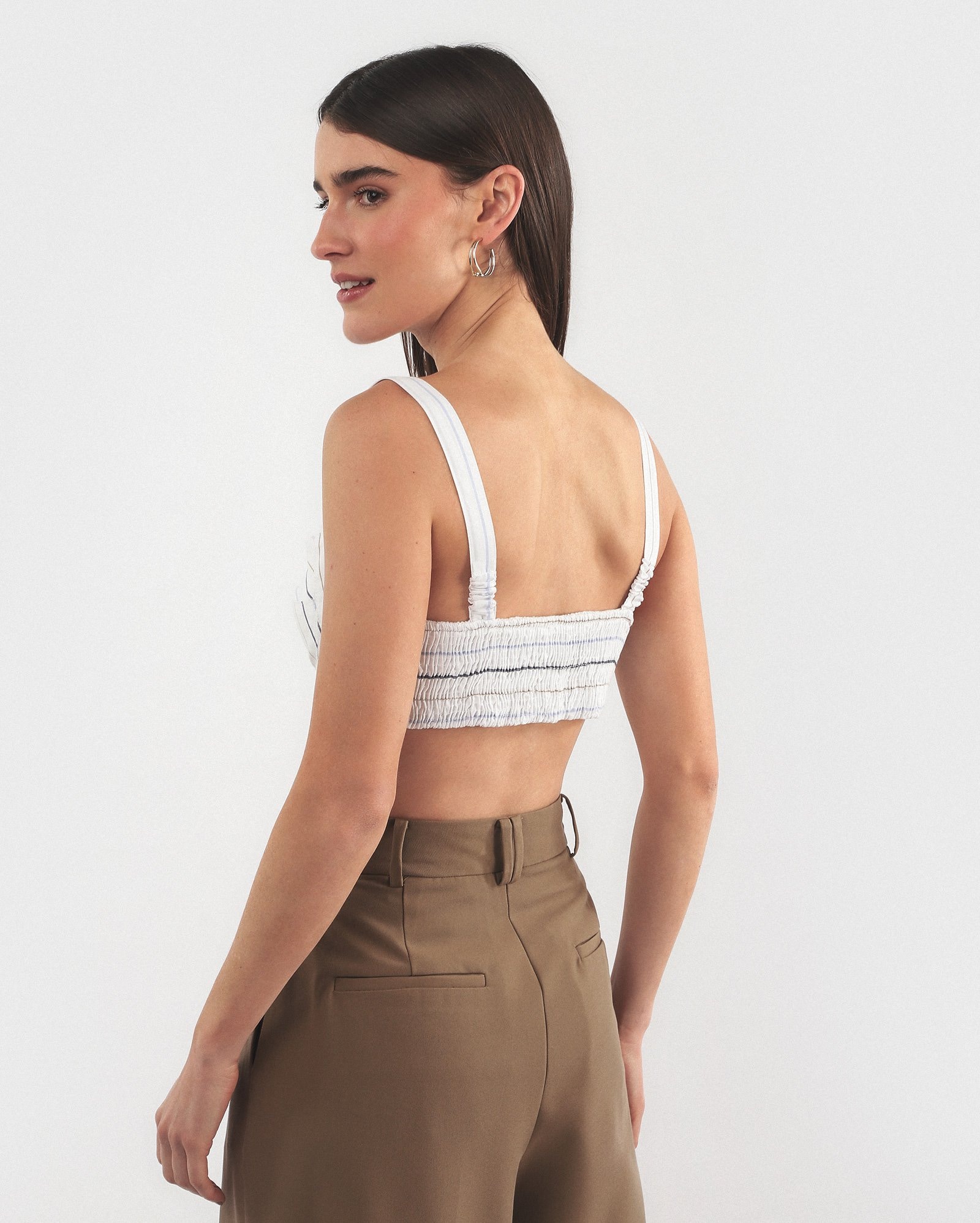 Top corset tricoline listrado branco | GIULLIÈR + RCHLO — foto 4