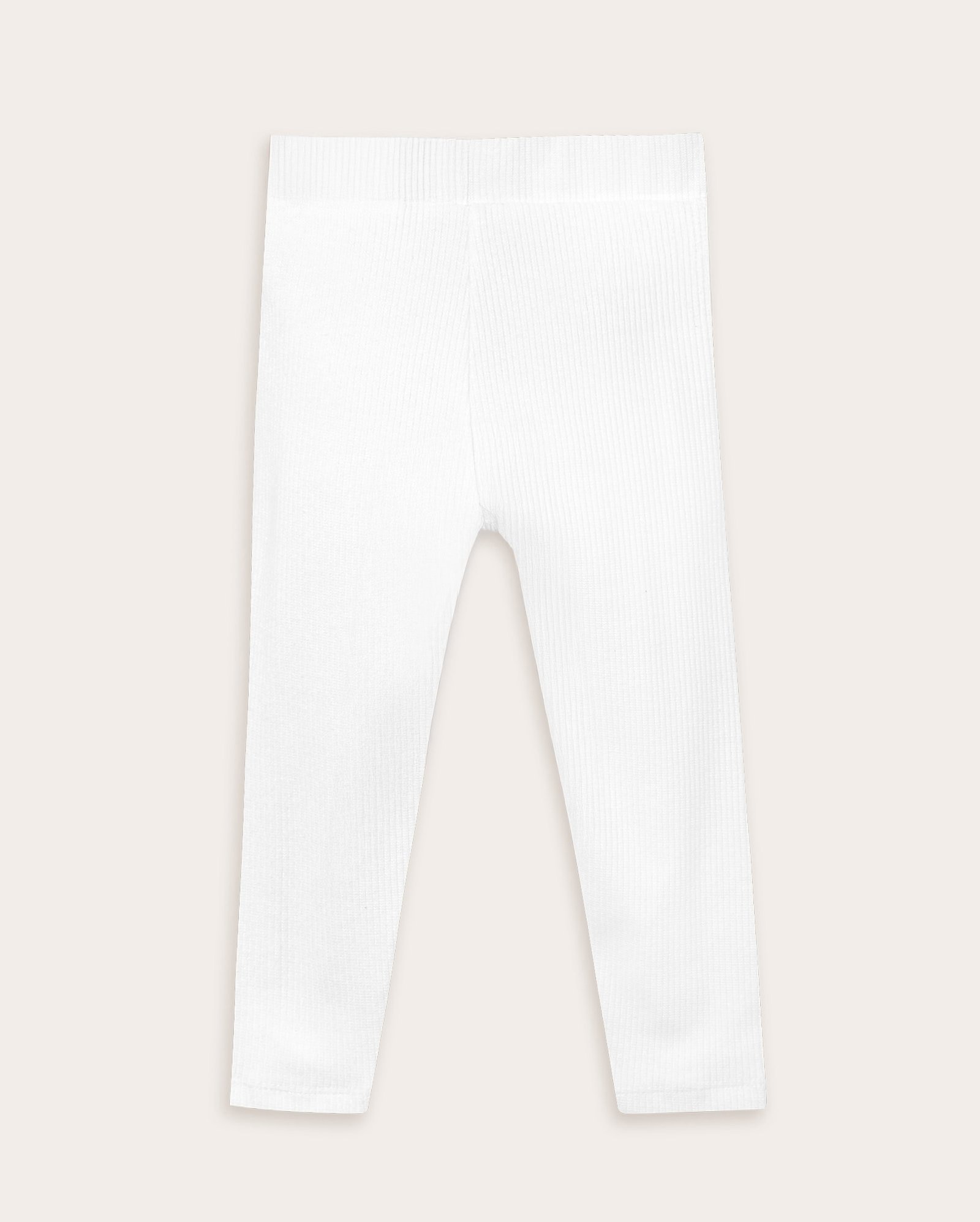 Calça legging bebê canelada com laço branca