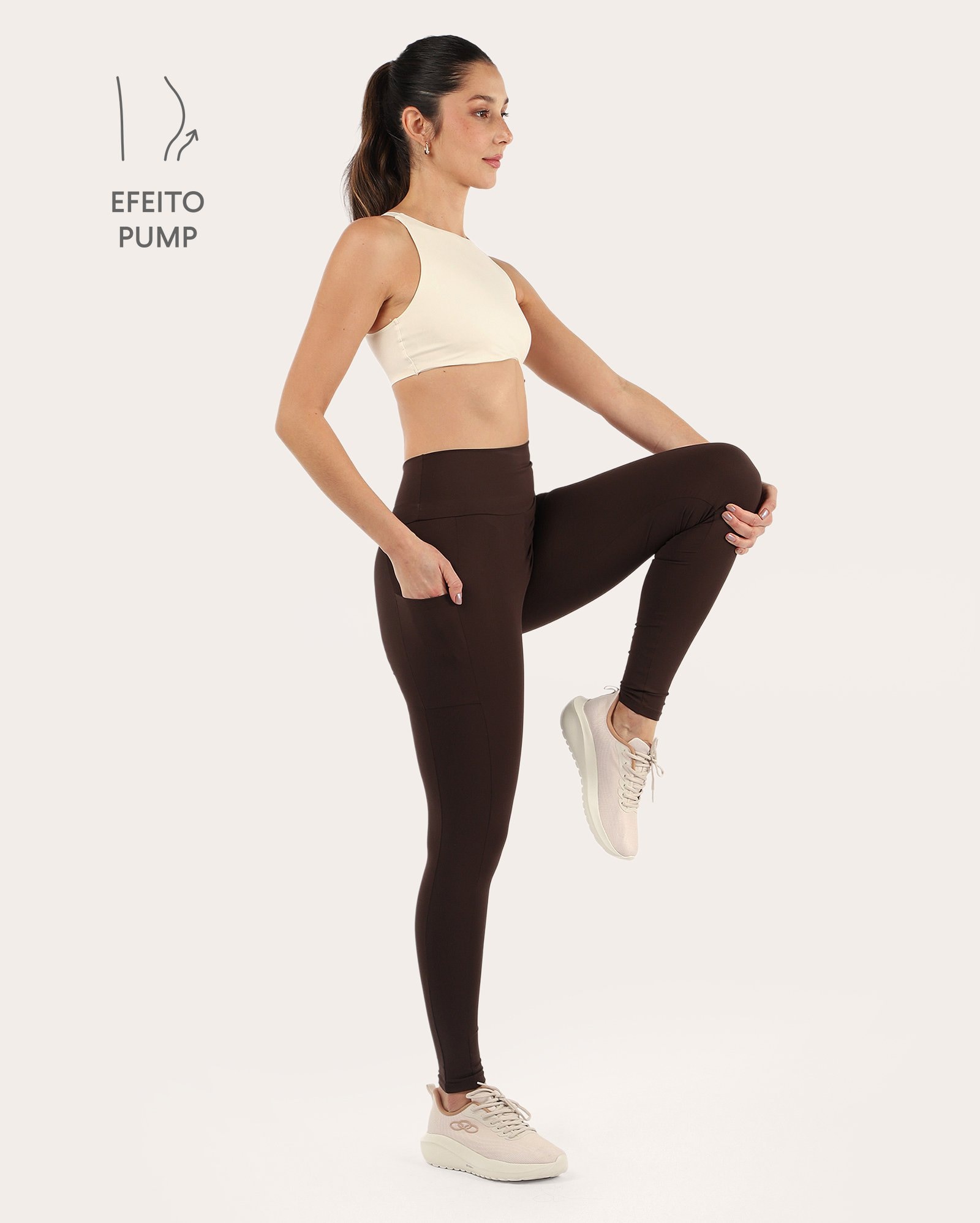 Calça legging esportiva PumpSync - Marrom Escuro