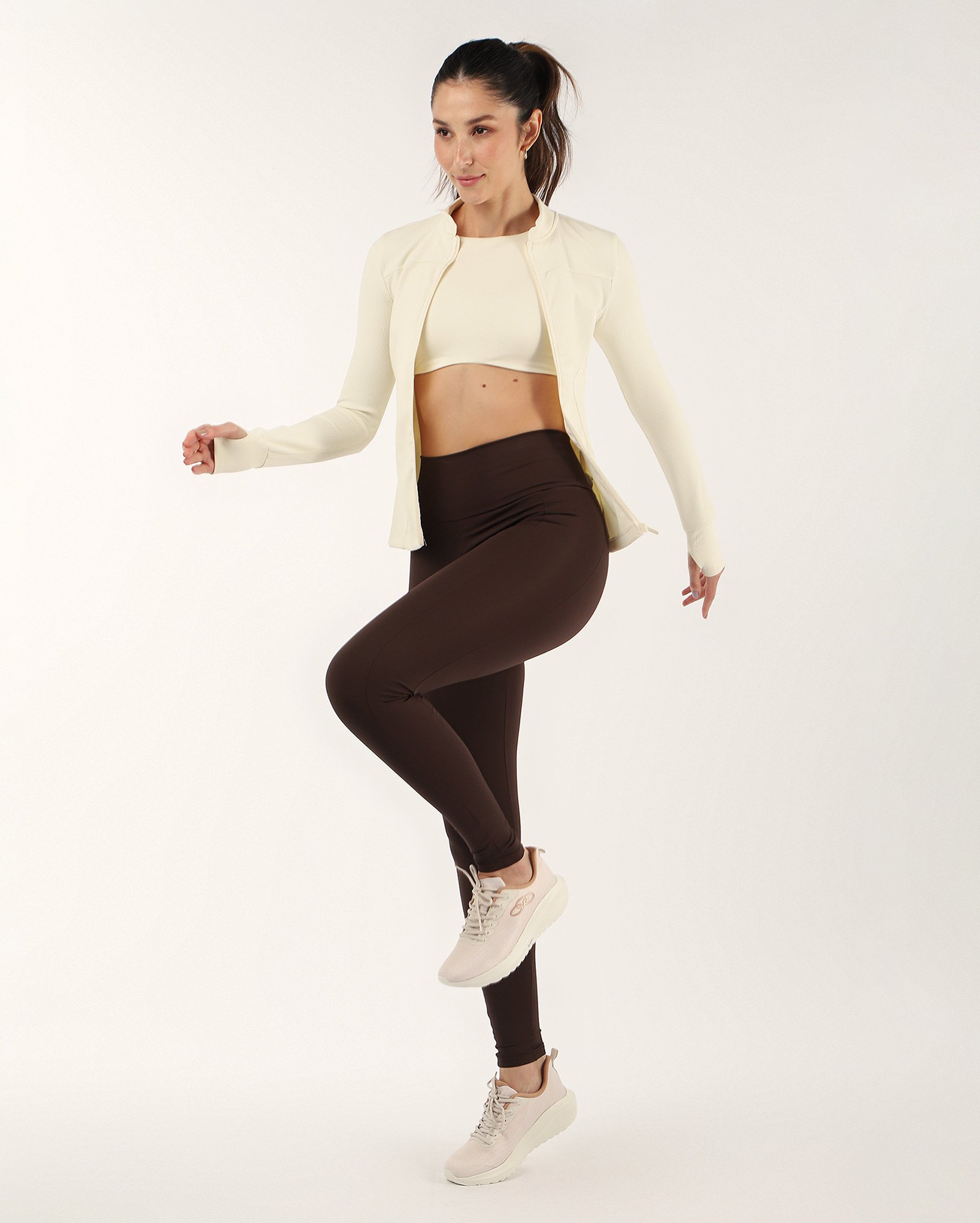 Calça legging esportiva feminina pump com bolso - Marrom Escuro | Body Work
