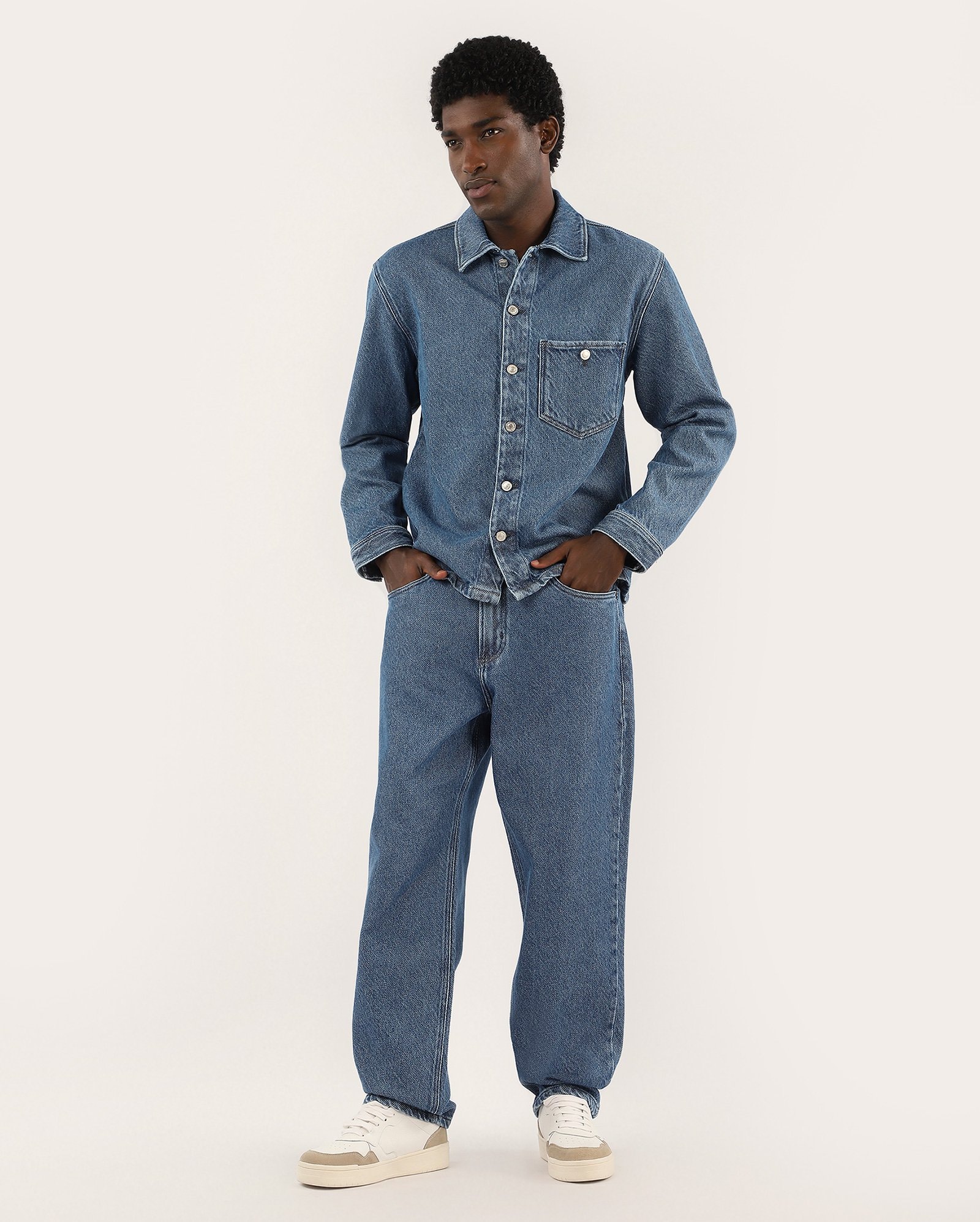 Calça jeans masculina baggy denim médio | Pool Jeans
