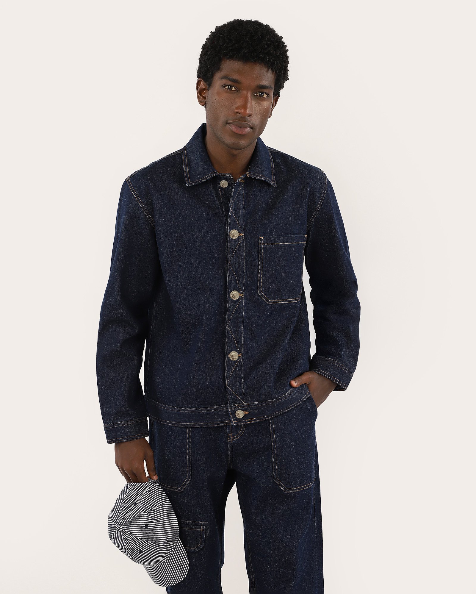 Camisa jeans masculina com bolso denim escuro | Pool Jeans