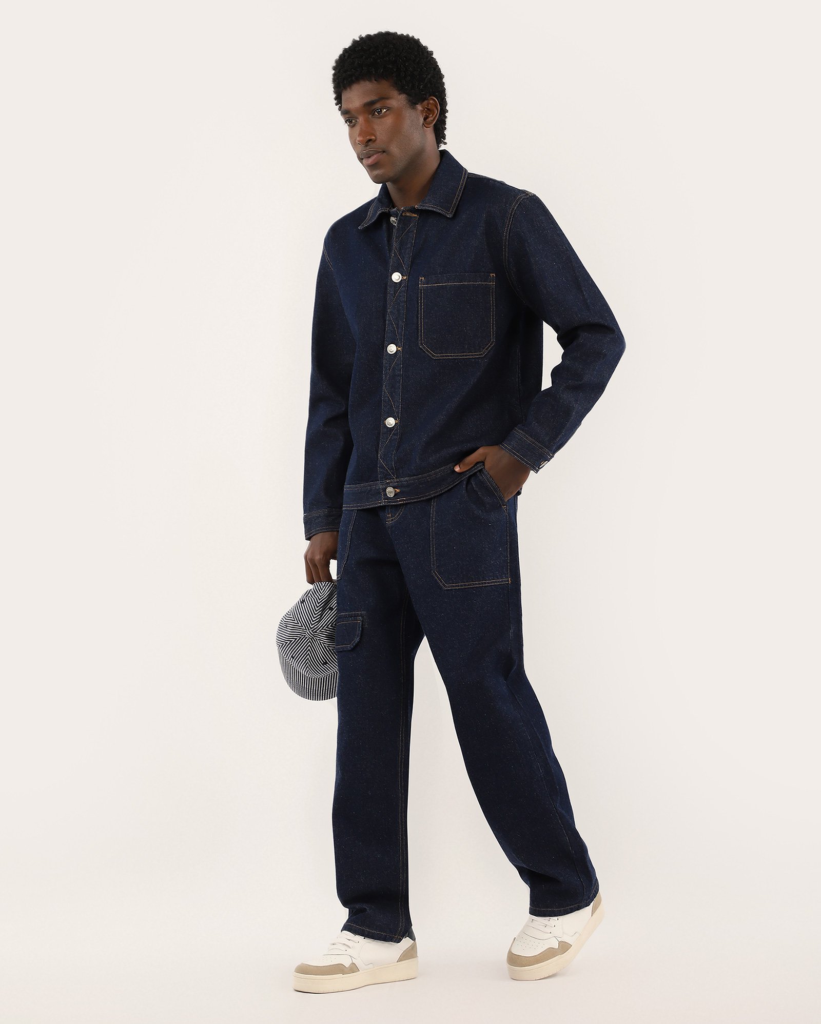 Camisa jeans masculina com bolso denim escuro | Pool Jeans