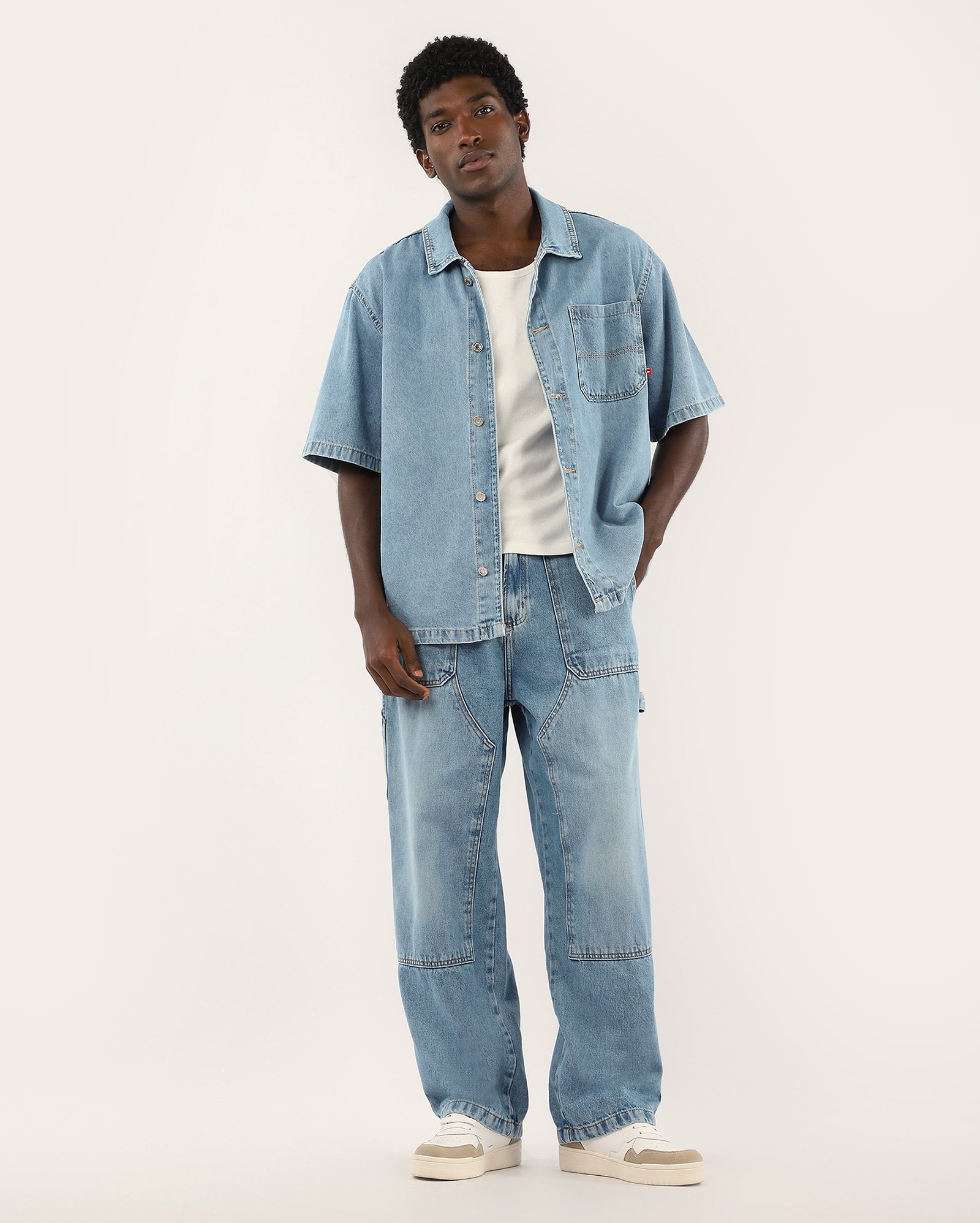Camisa jeans masculina denim médio | Pool Jeans