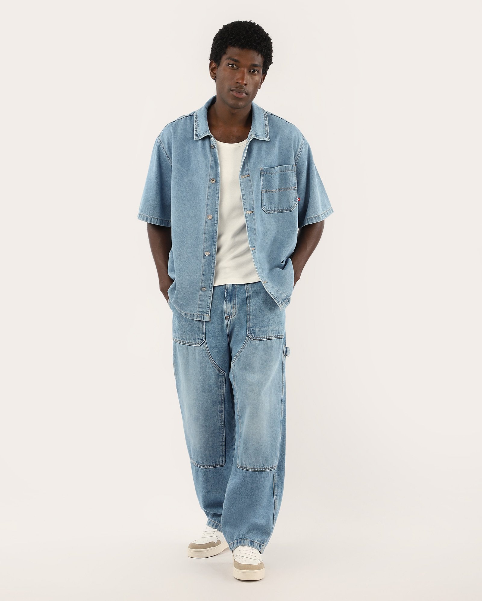 Calça jeans masculina wide leg denim médio | Pool Jeans
