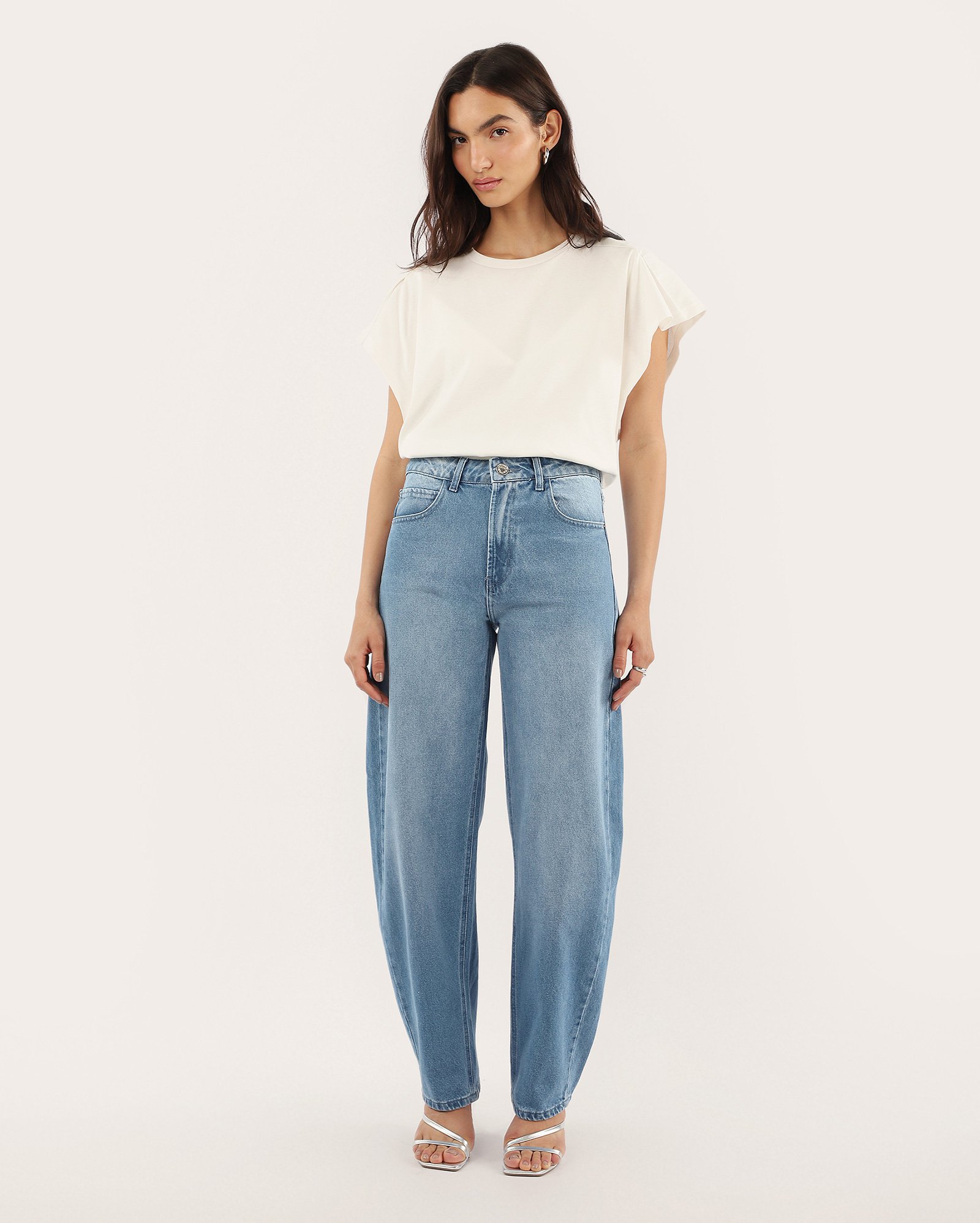 Calça jeans feminina balloon cintura média - Jeans Médio | Pool Jeans