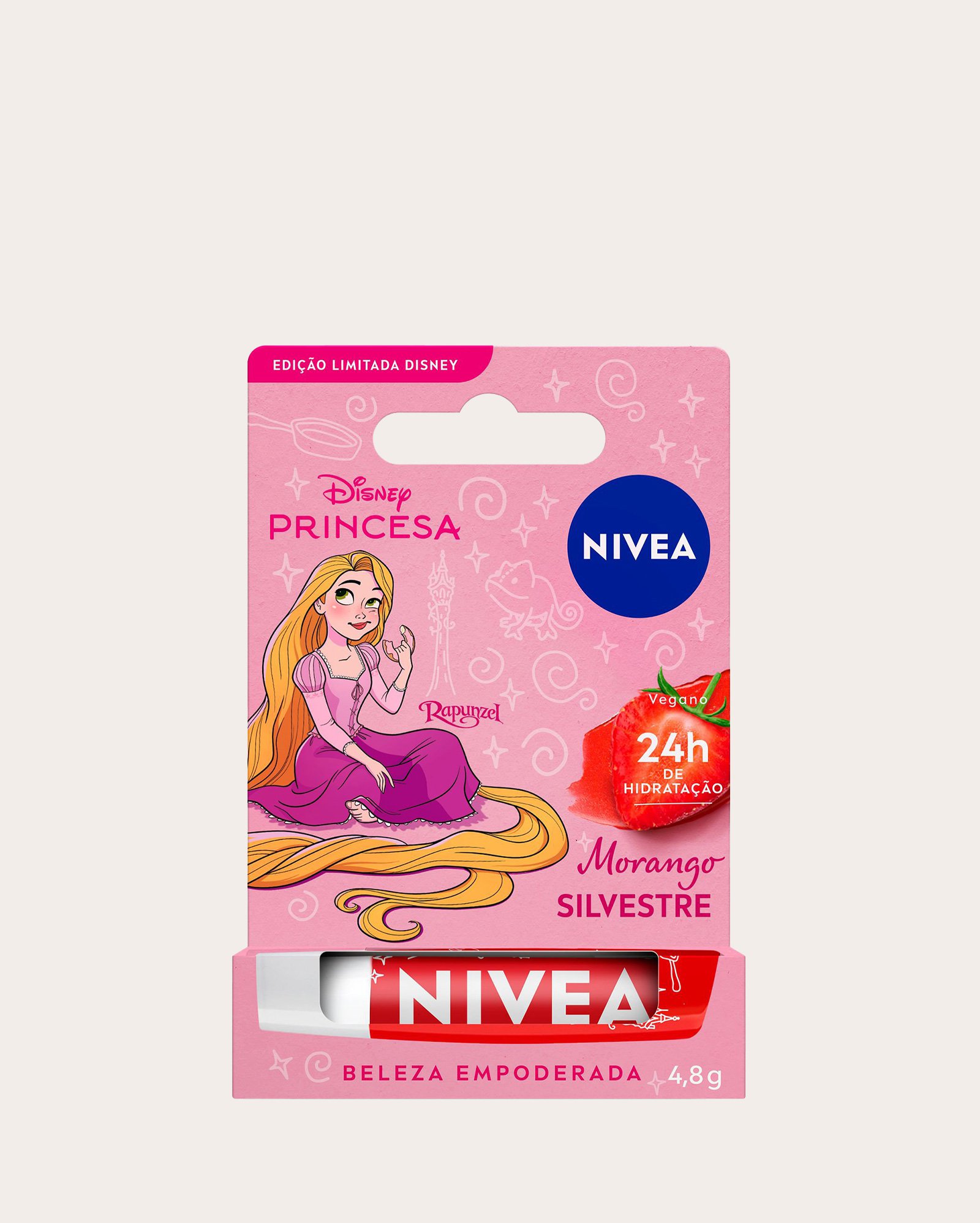 Hidratante Labial Morango Silvestre Ed. Limitada Rapunzel Disney® Princesa 4,8g | Nivea