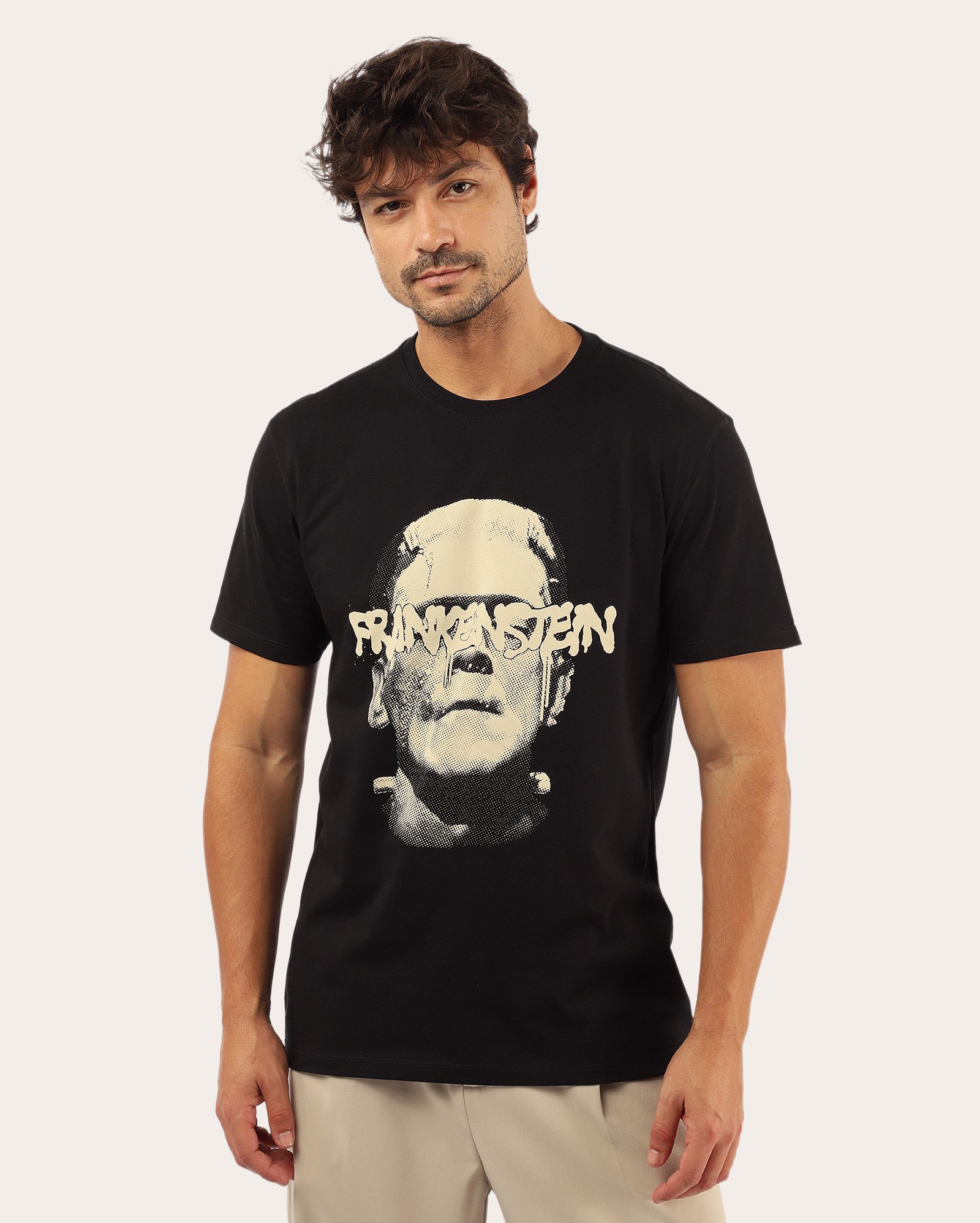 Camiseta masculina regular Frankenstein - preta | Universal Monsters