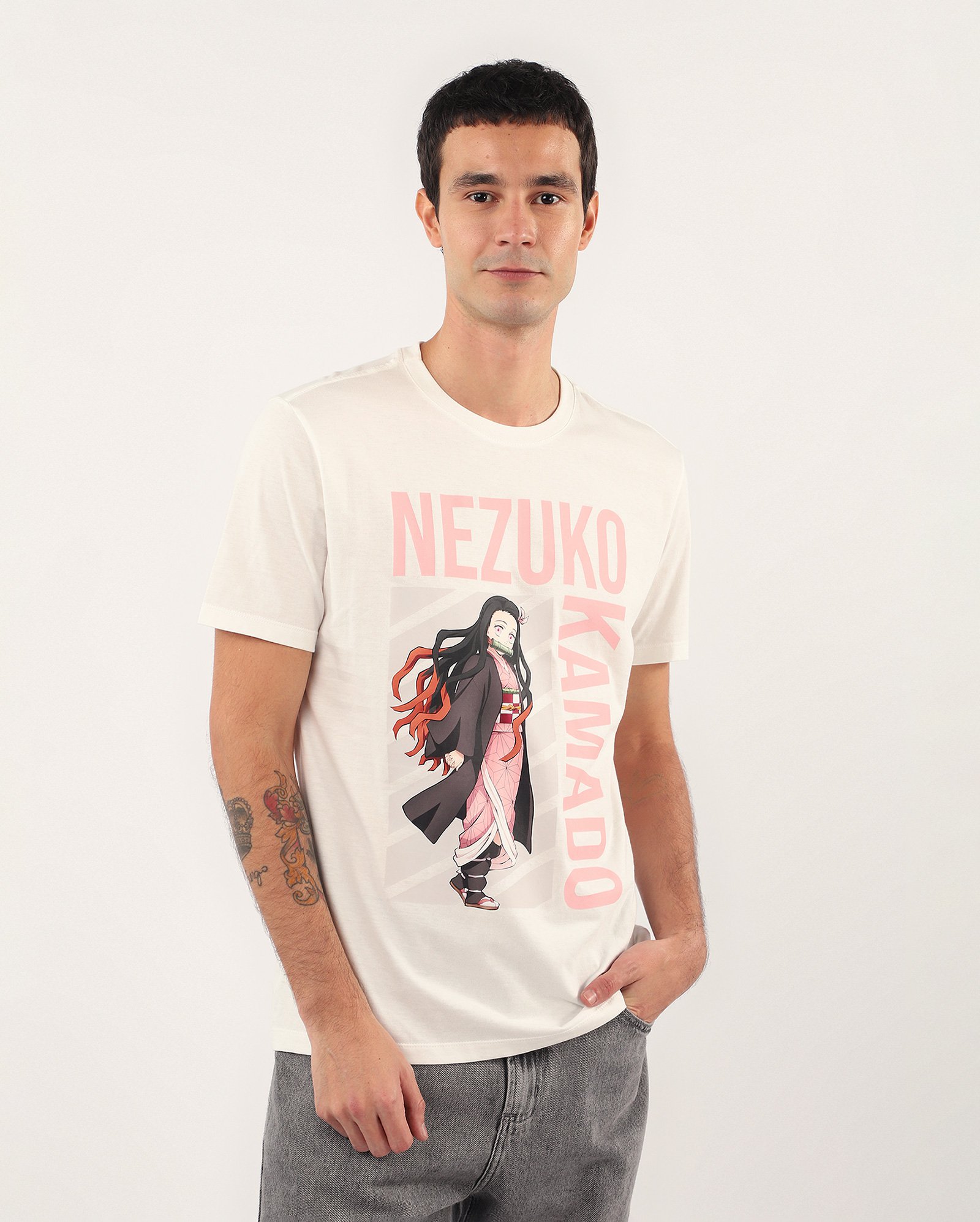 Camiseta masculina Nezuko Kamado - branca | Demon Slayer