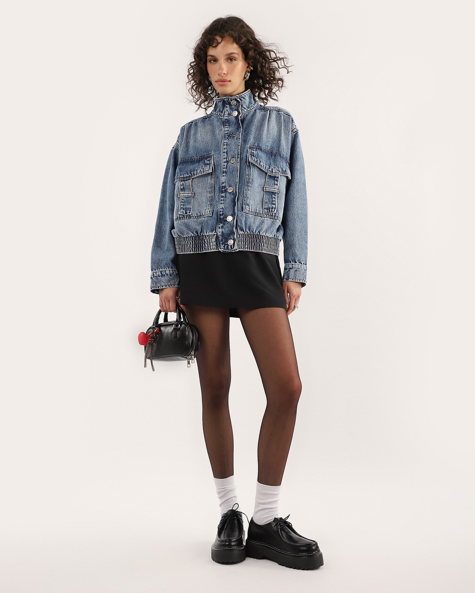 Jaqueta jeans feminina estonada denim médio | Pool Jeans
