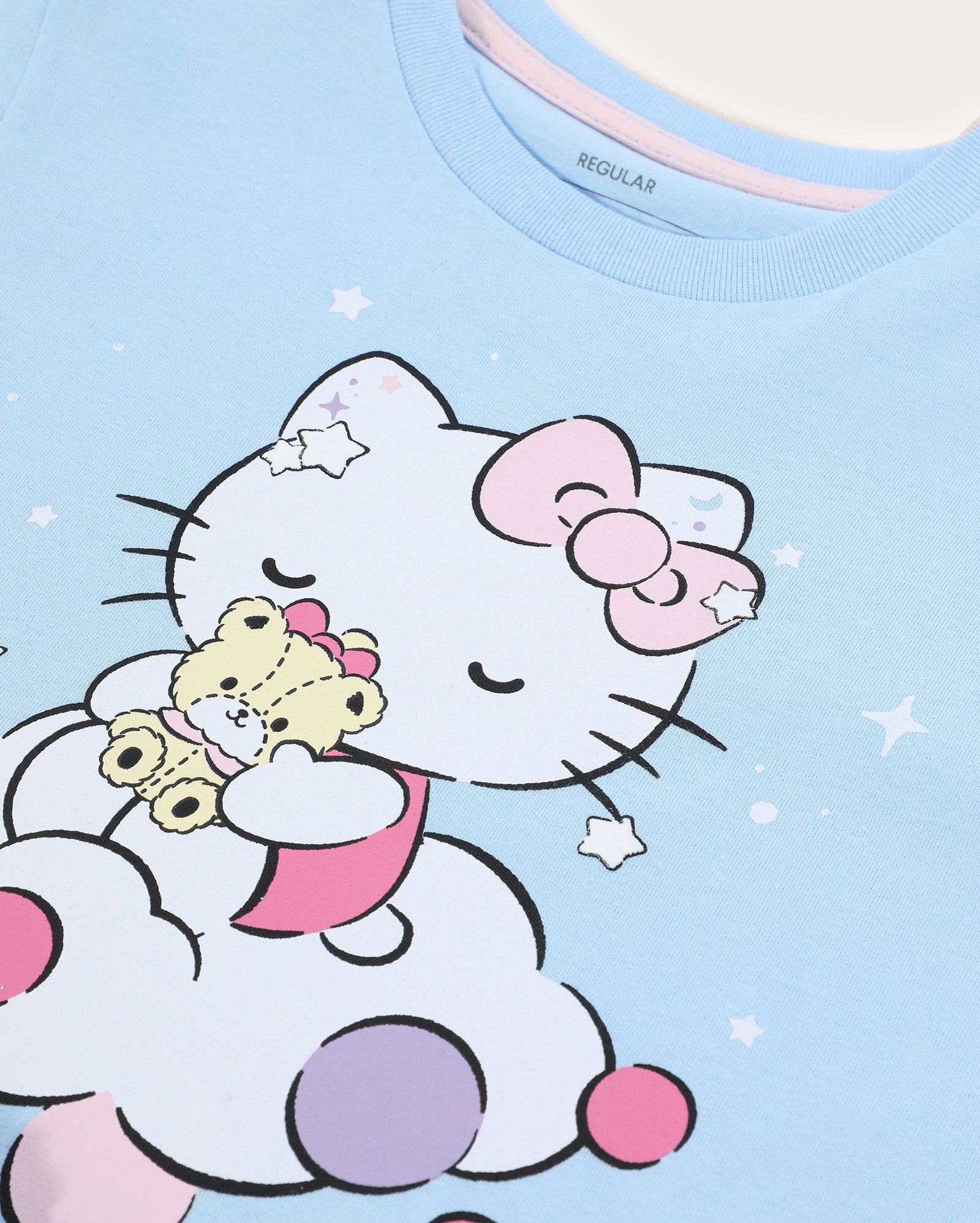 わたる Hello Kitty Riachuelo | Pijama curto infantojuvenil Hello Kitty 6-14A azul