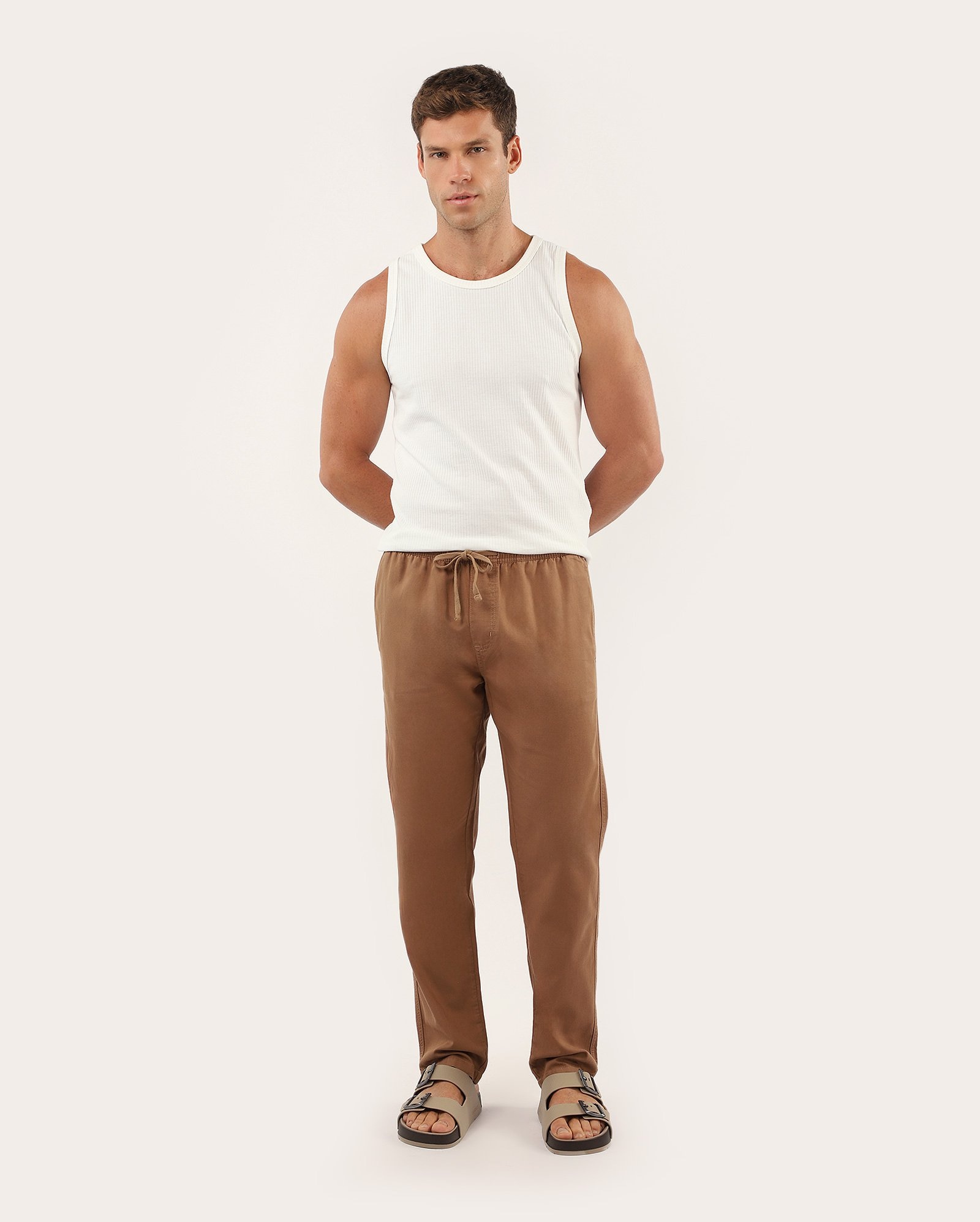 Calça sarja masculina jogger - marrom | Pool Jeans