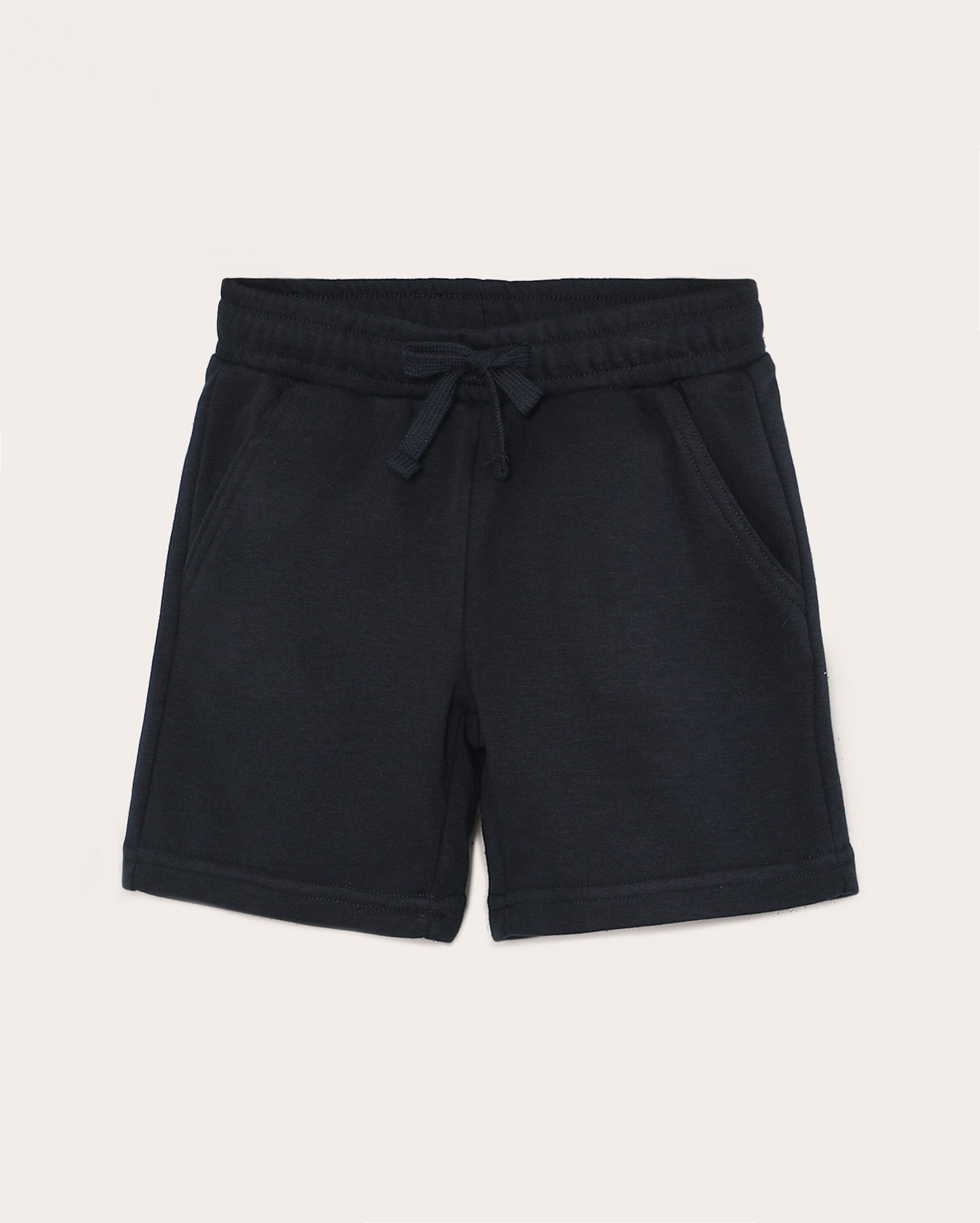 Bermuda de moletom infantil reta sem felpa 1-6A - Azul-marinho