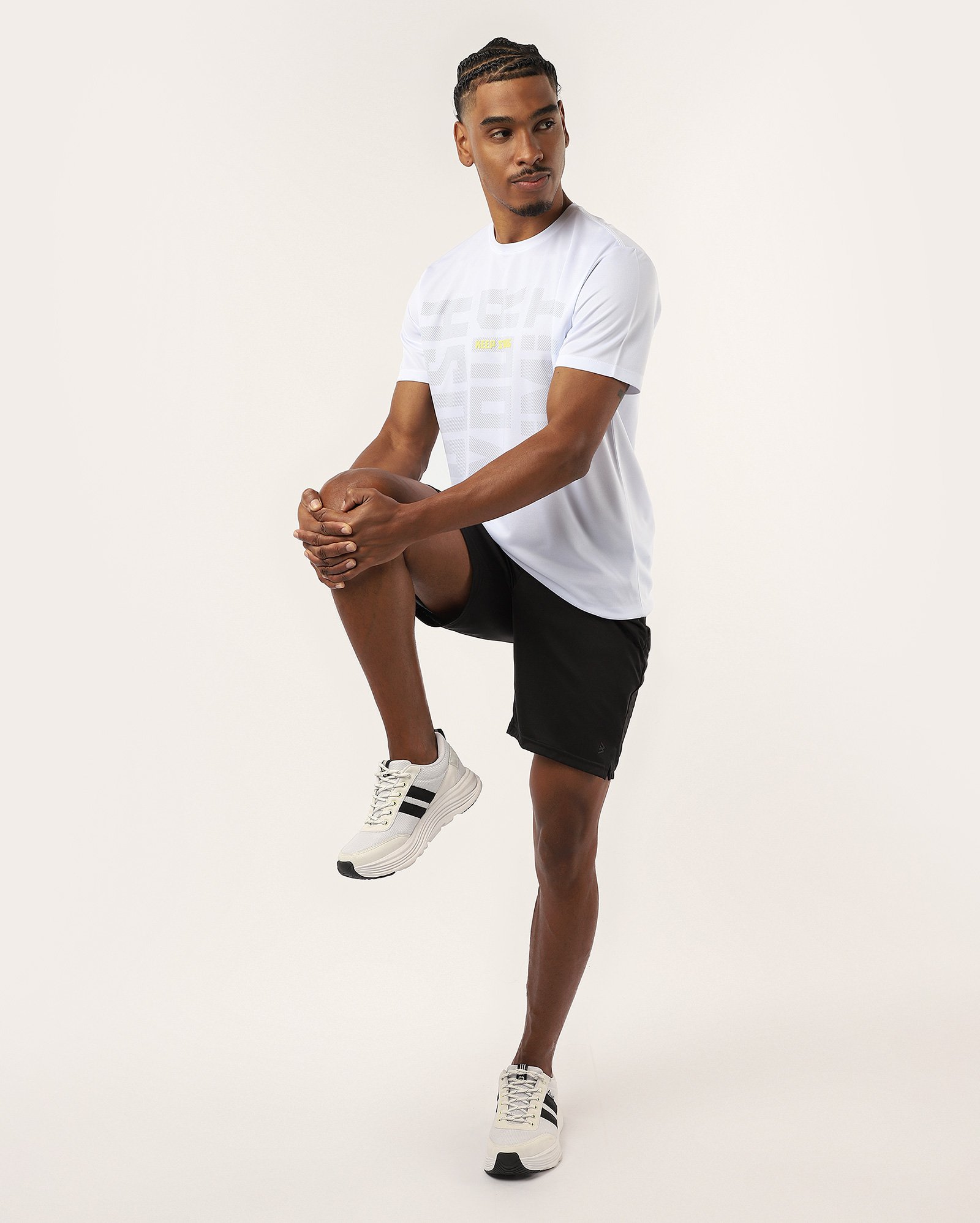 Camiseta masculina de treino regular lettering branca | Body Work