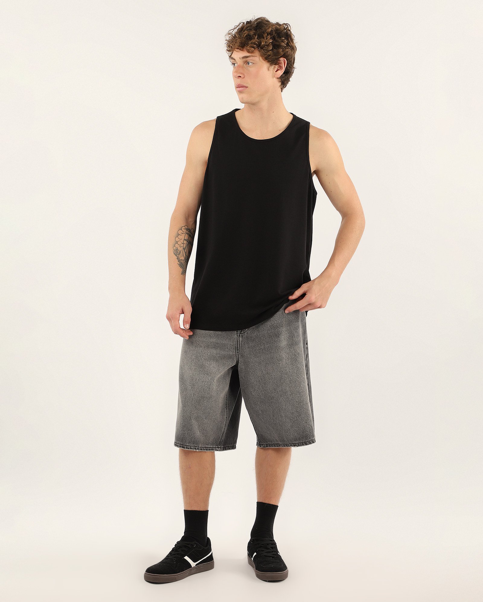 Regata masculina regular texturizada preta