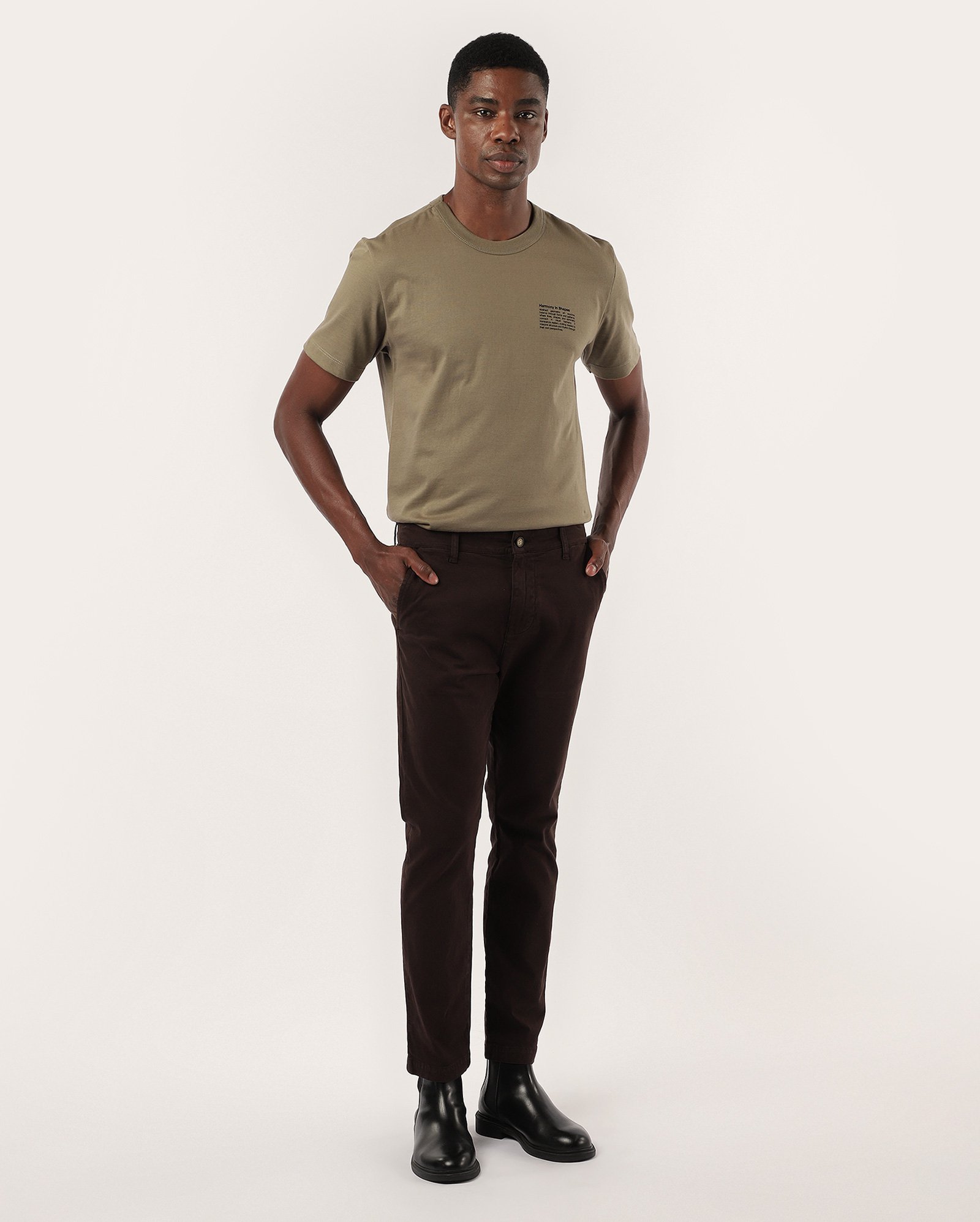 Calça sarja masculina skinny chino - Marrom Escuro | Pool Jeans