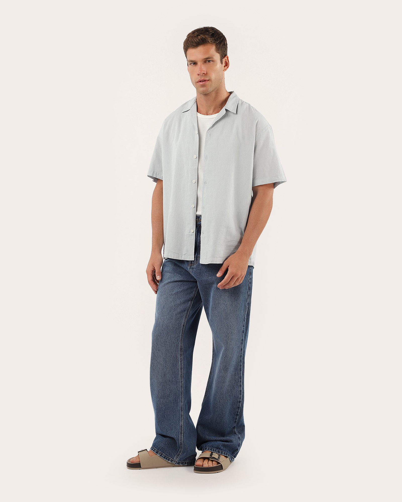Calça jeans masculina flare estonada - denim médio | Pool Jeans