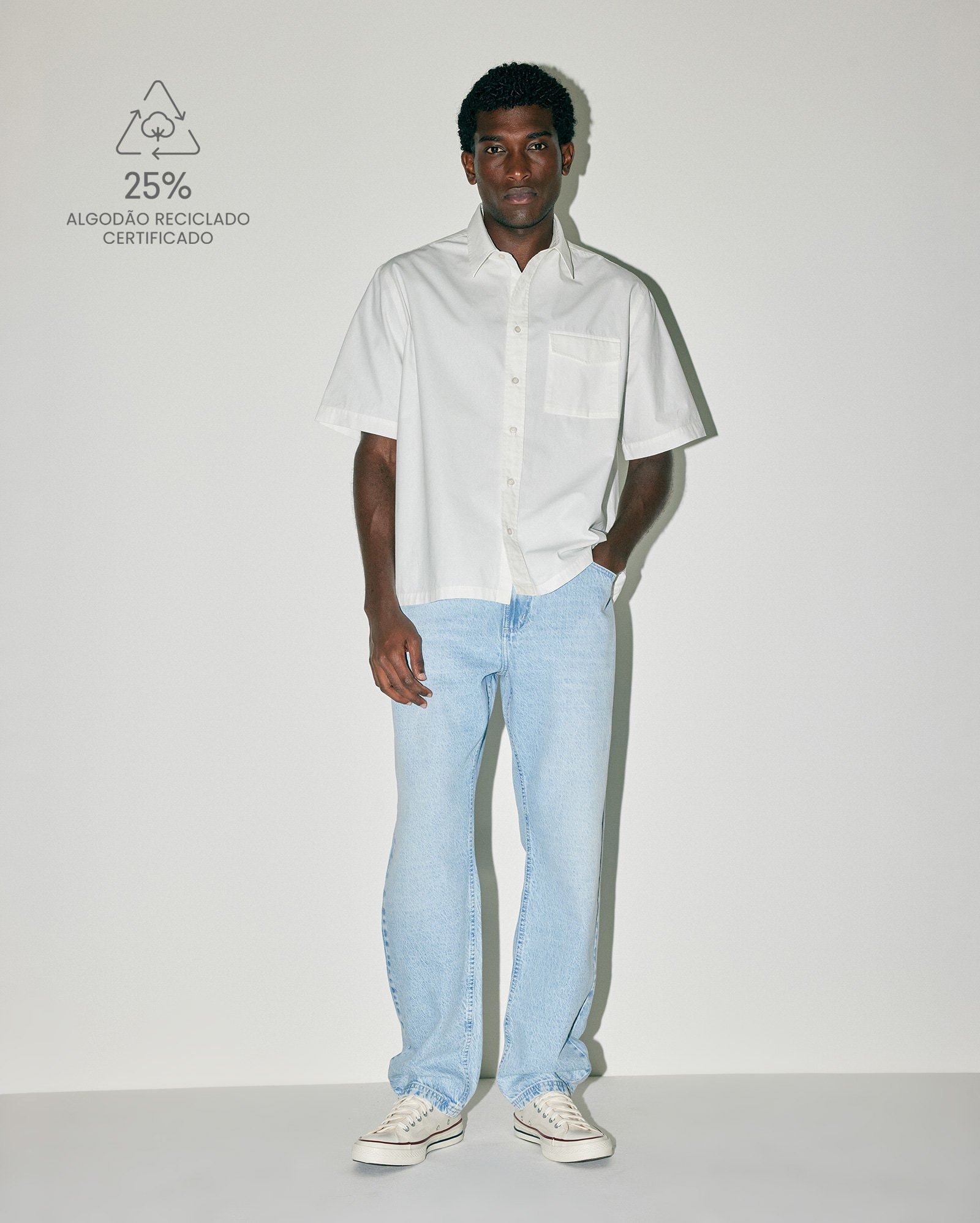 Calça jeans masculina baggy - denim claro | Pool Loop