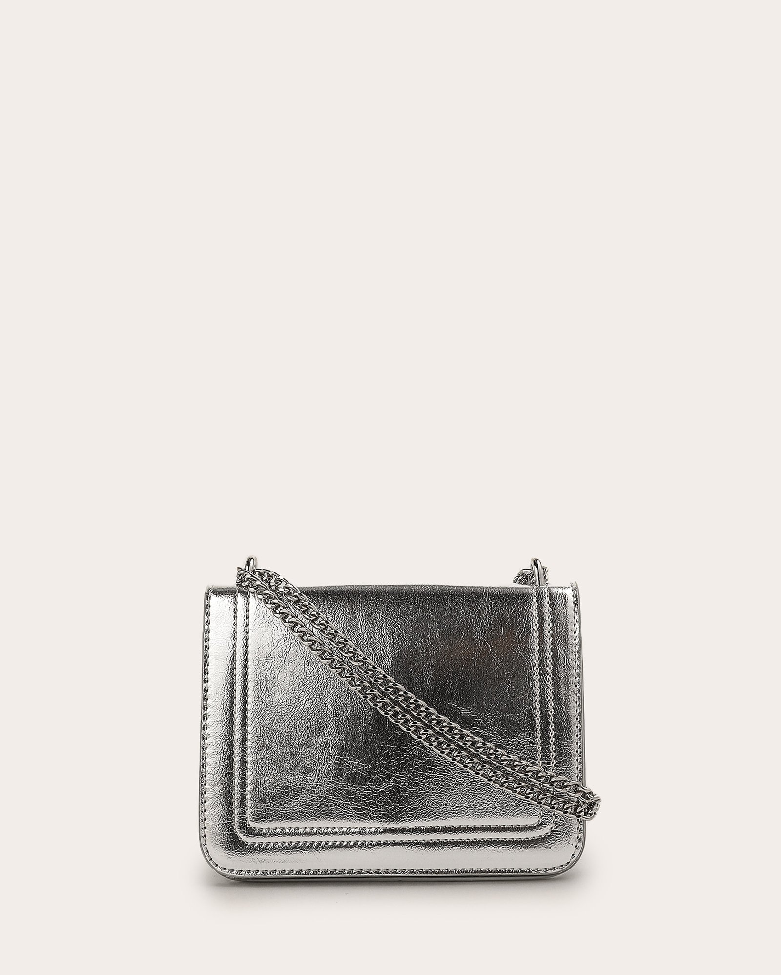 Bolsa feminina P transversal camera bag metalizada prata