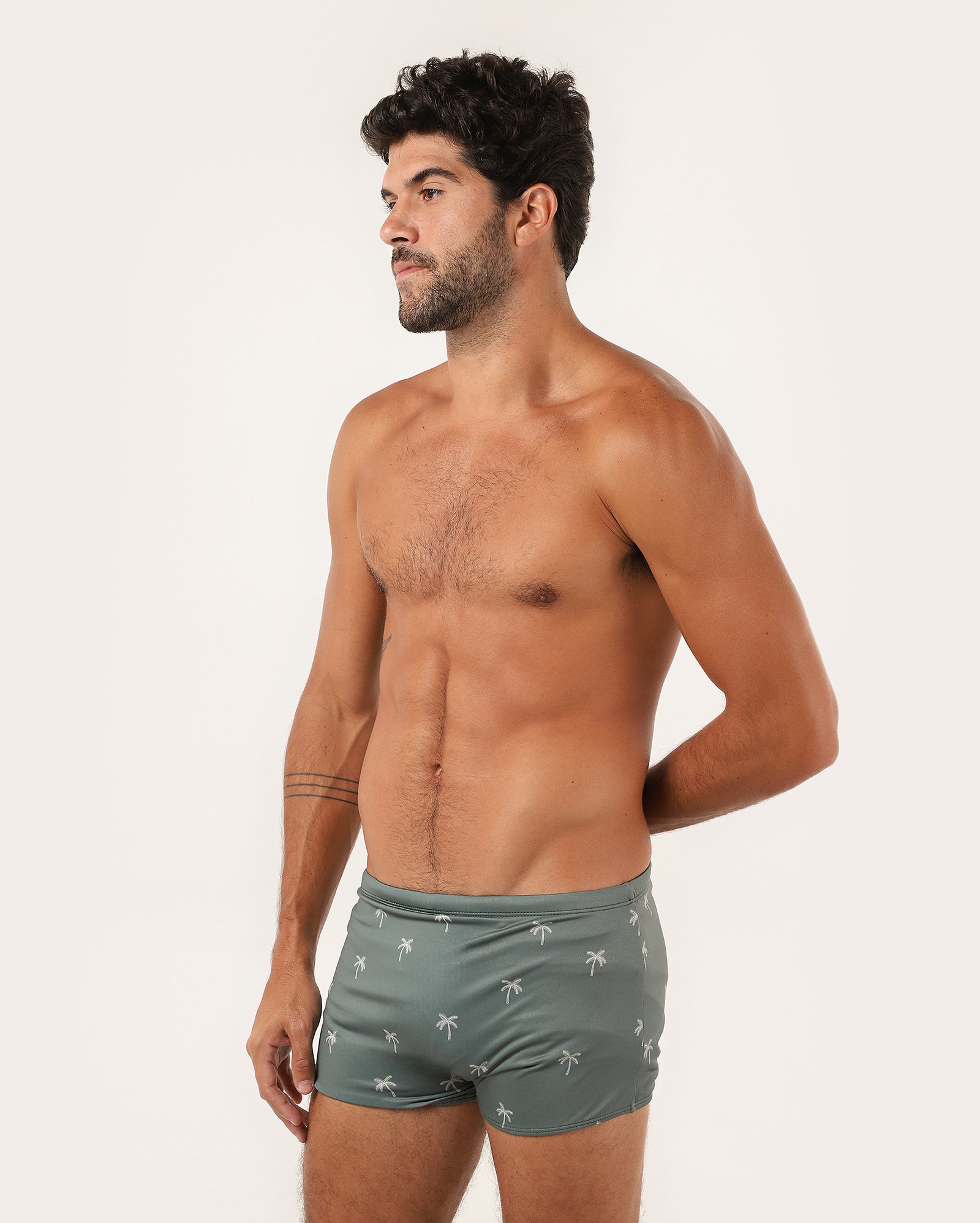 Sunga boxer estampa mini coqueiros verde | Pool