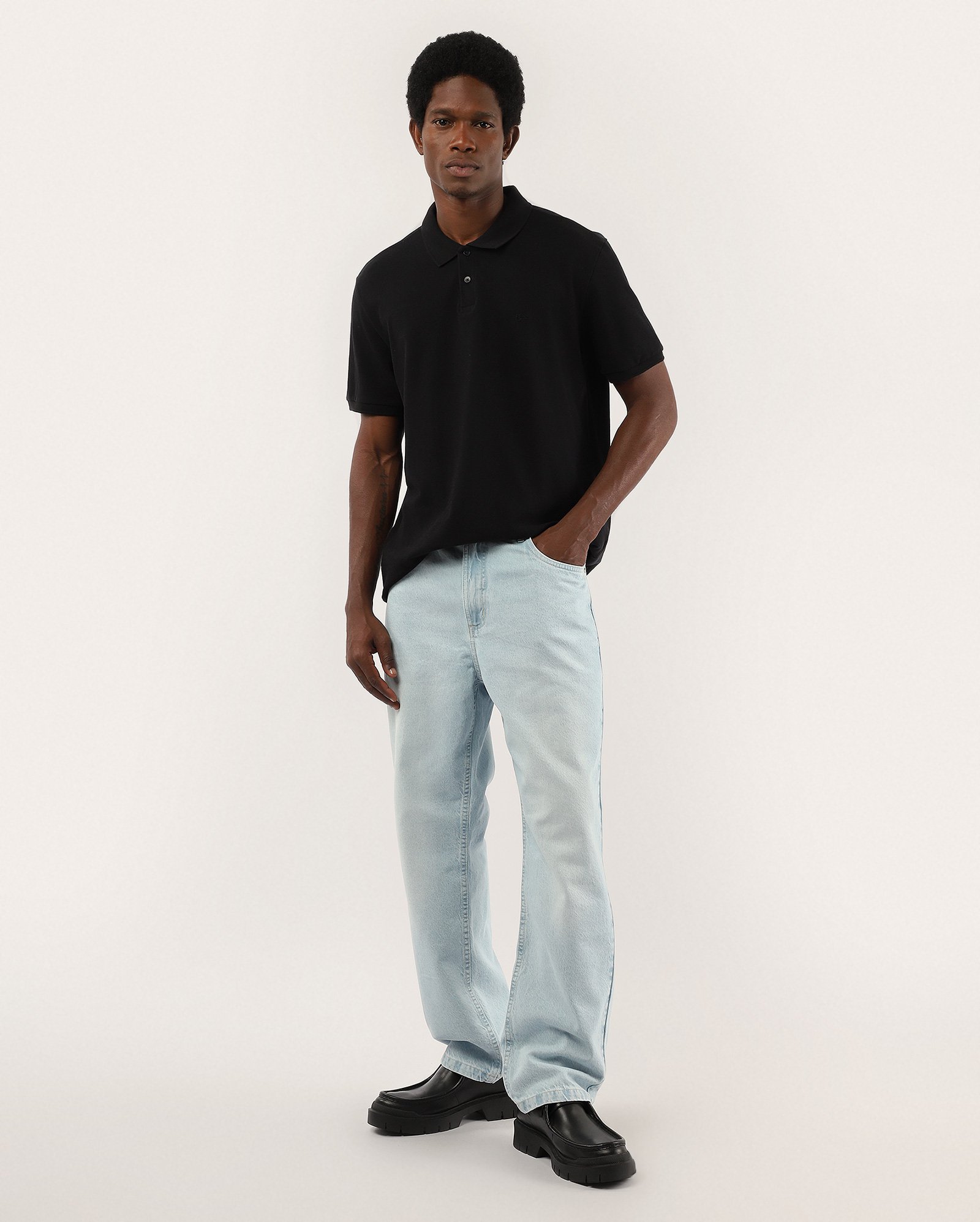 Calça jeans masculina loose denim claro | Pool Loop