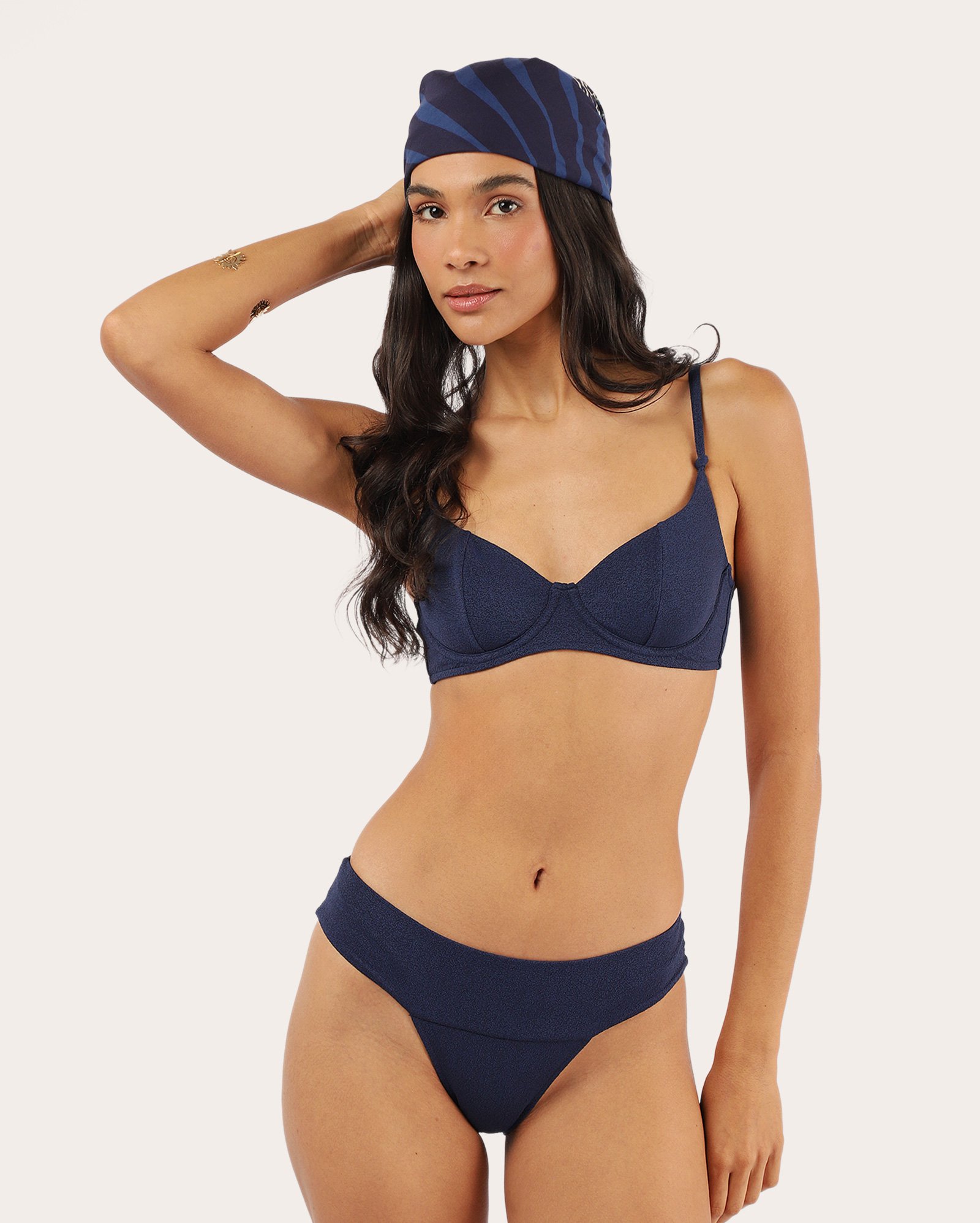 Biquíni top meia taça mescla - azul