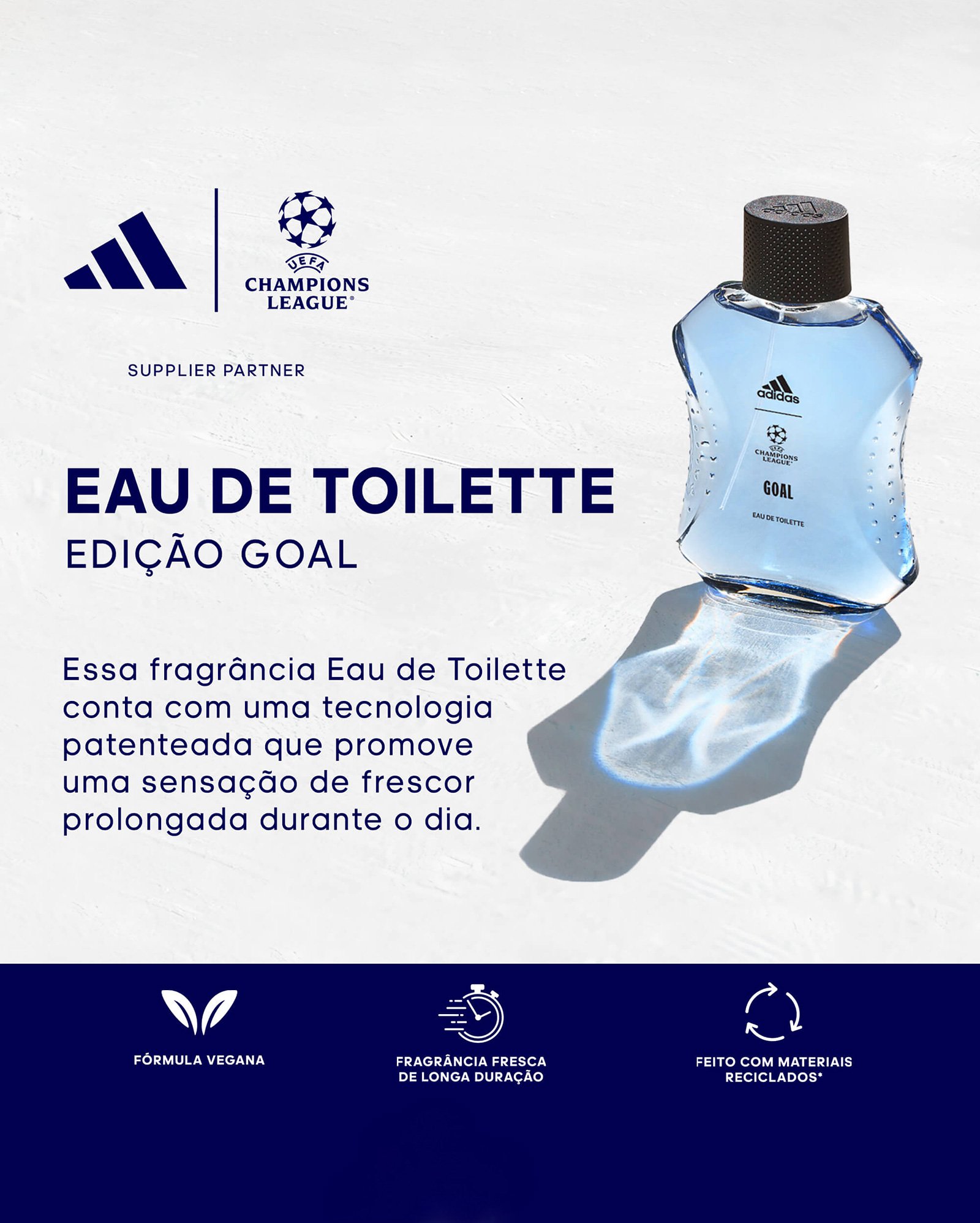 Kit perfume masculino UEFA Goal EDT 100ml + Gel de banho 250ml | Adidas