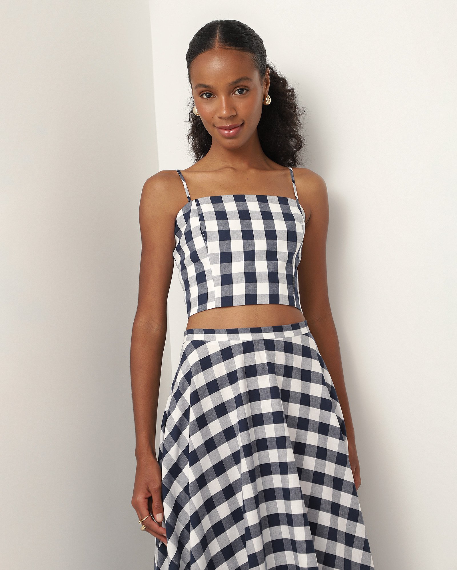 Regata cropped feminina vichy off-white | Special Edition