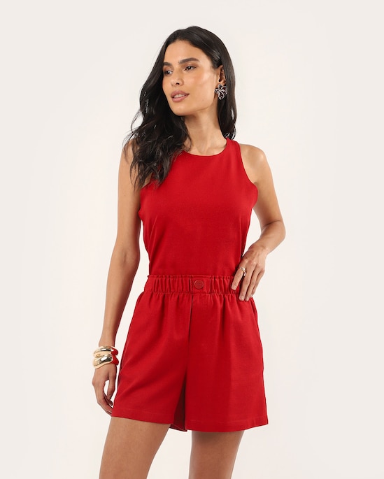 Short feminino Tina clochard em viscolinho com bolsos