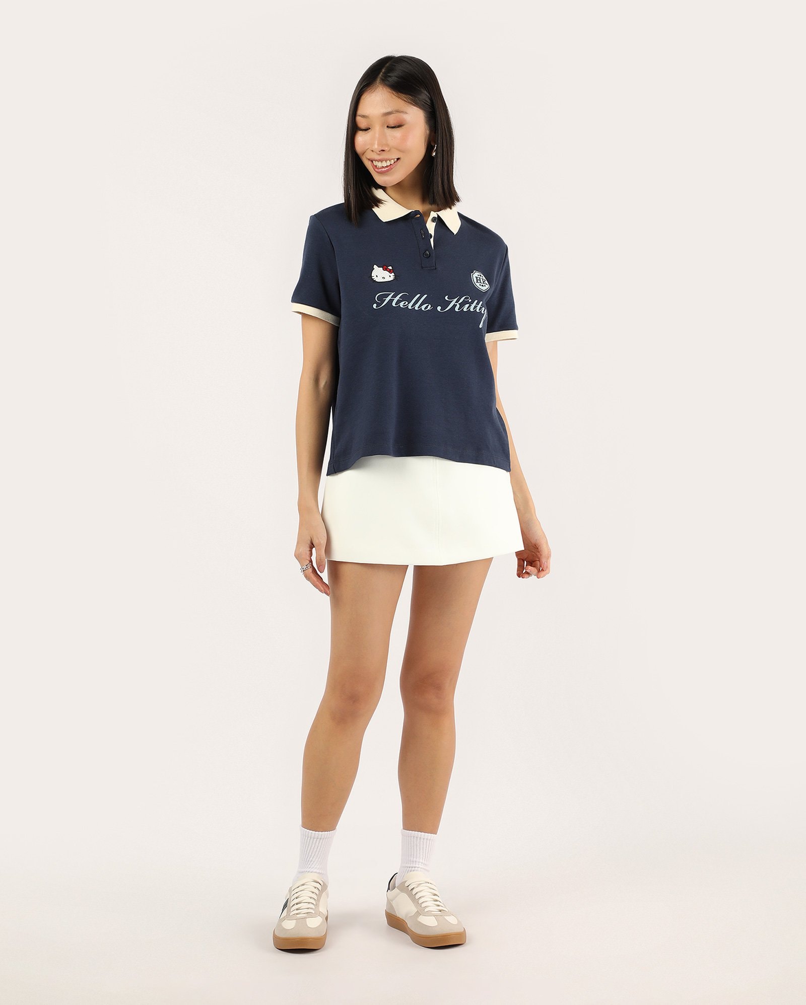 Riachuelo | Polo feminina Hello Kitty com bordado - azul