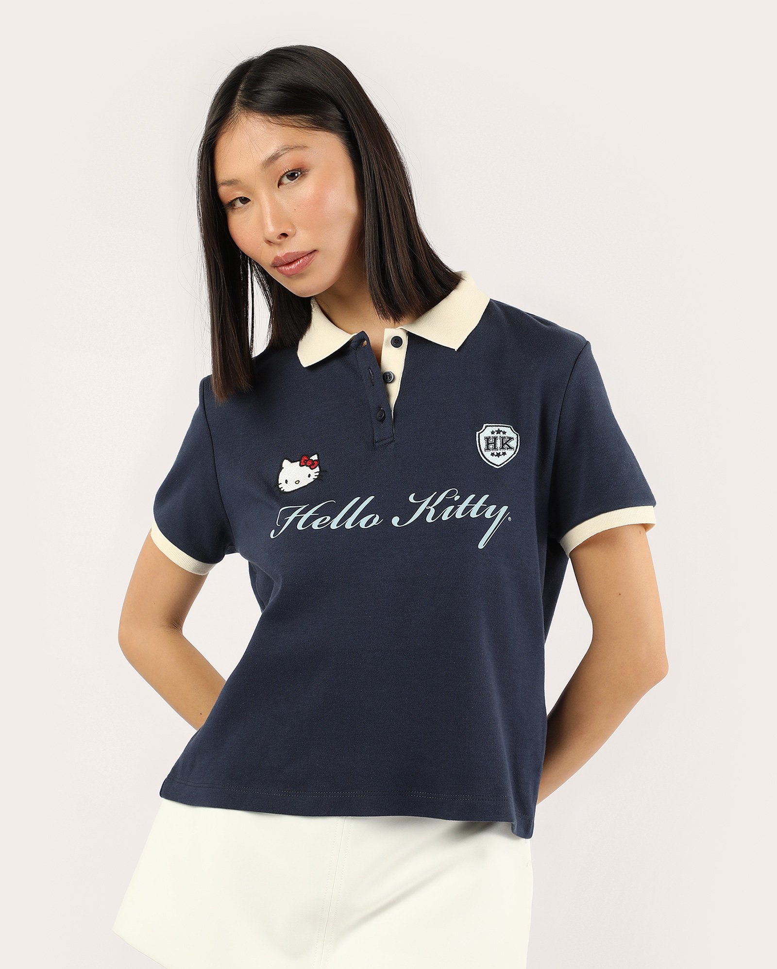 Riachuelo | Polo feminina Hello Kitty com bordado - azul