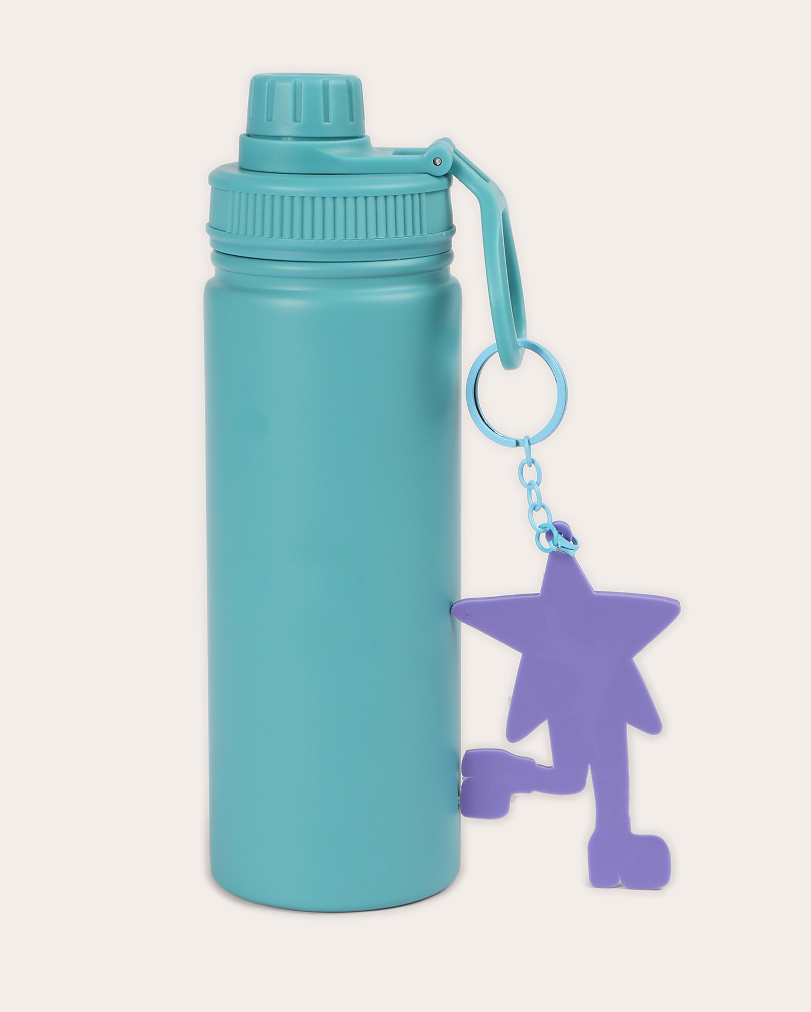Garrafa squeeze de metal 750ml + chaveiro de estrela azul