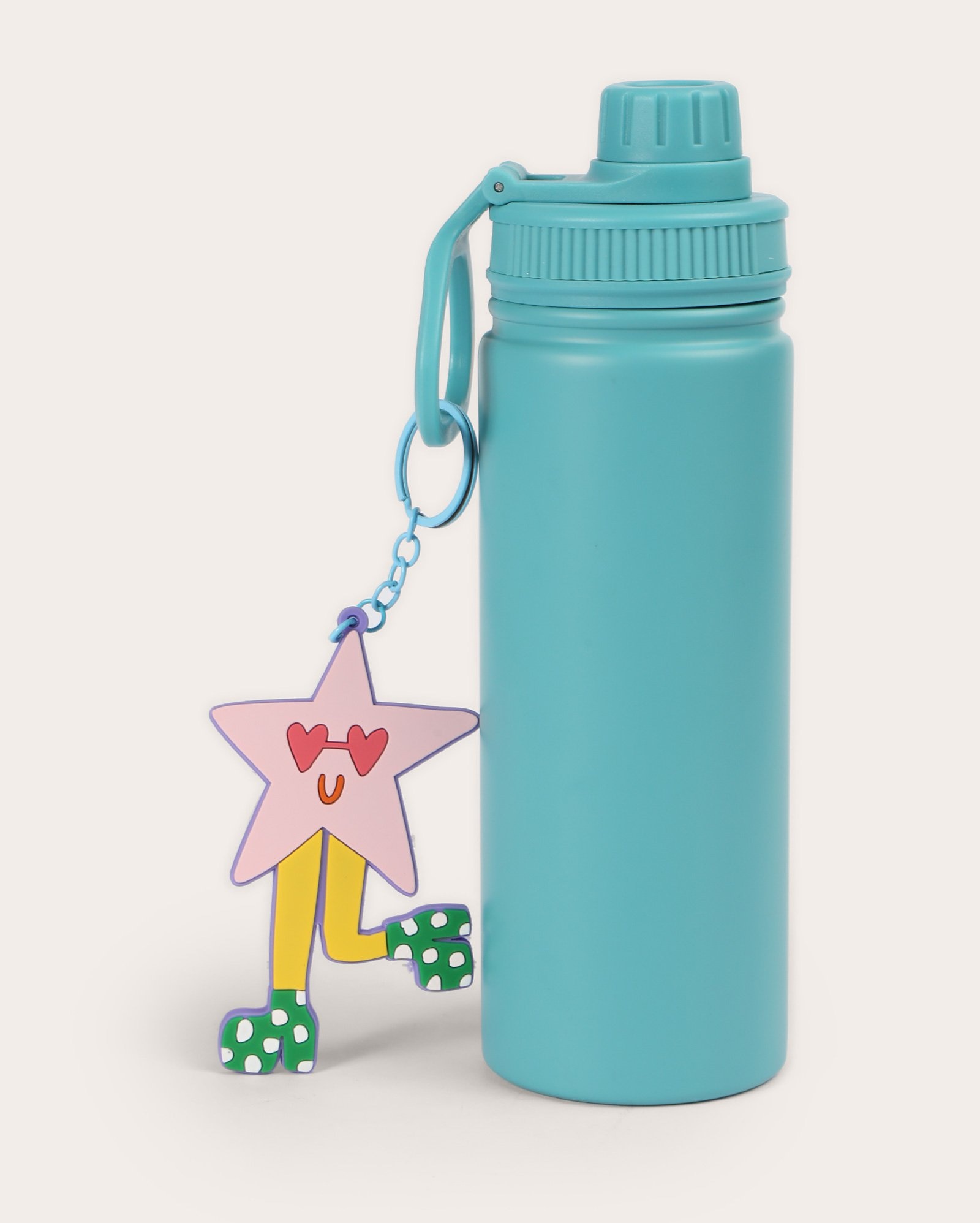 Garrafa squeeze de metal 750ml + chaveiro de estrela azul