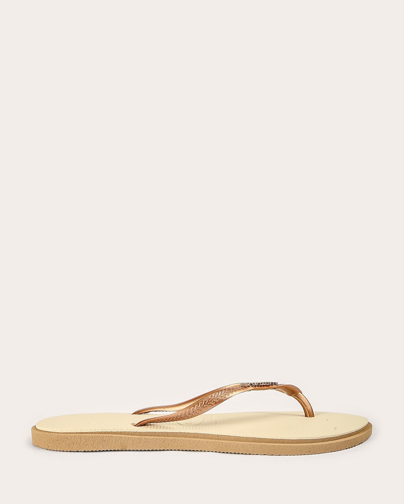 Chinelo feminino slim bico redondo bege | Havaianas 