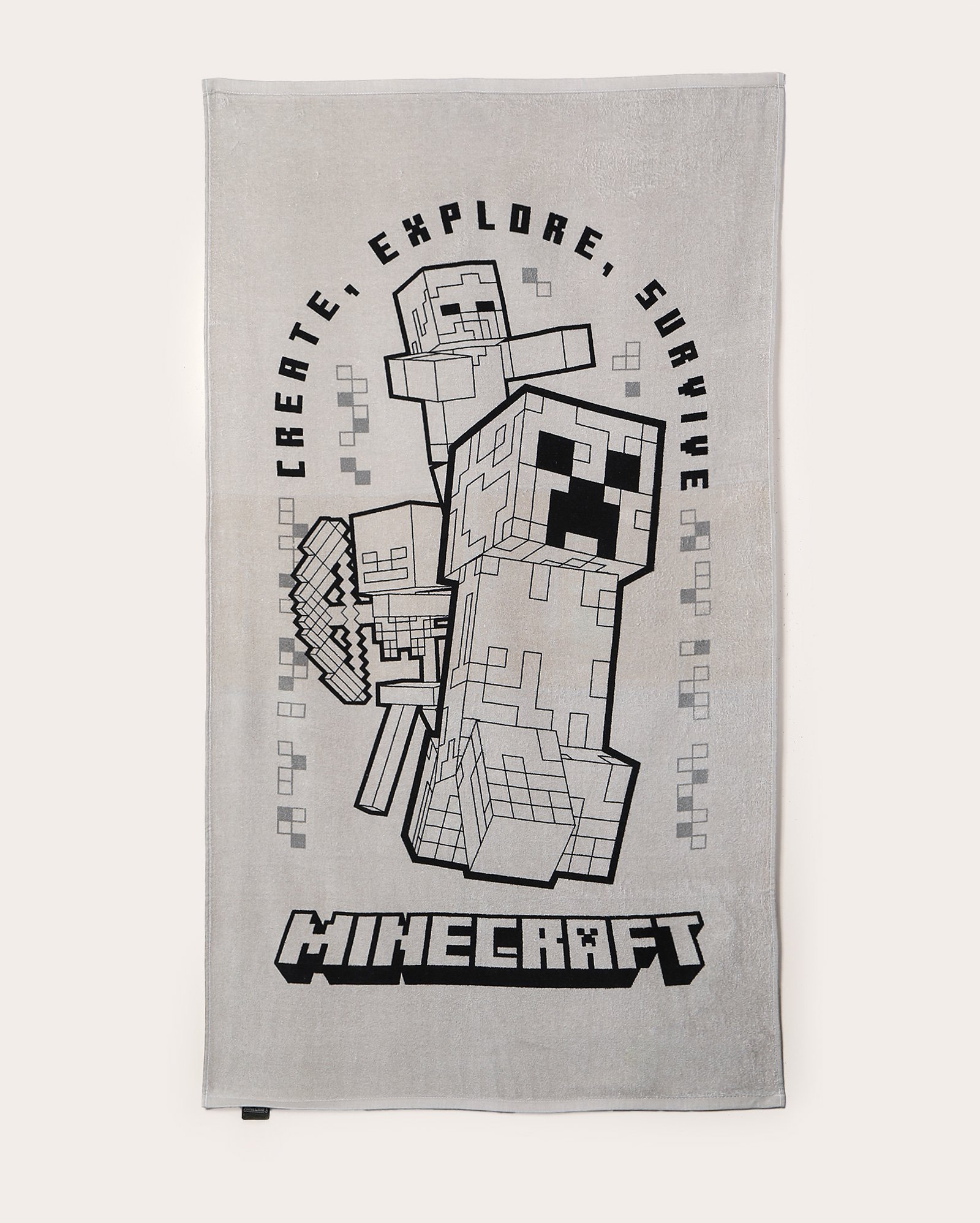 Toalha de banho velour Creeper com bolsa multicor | Minecraft