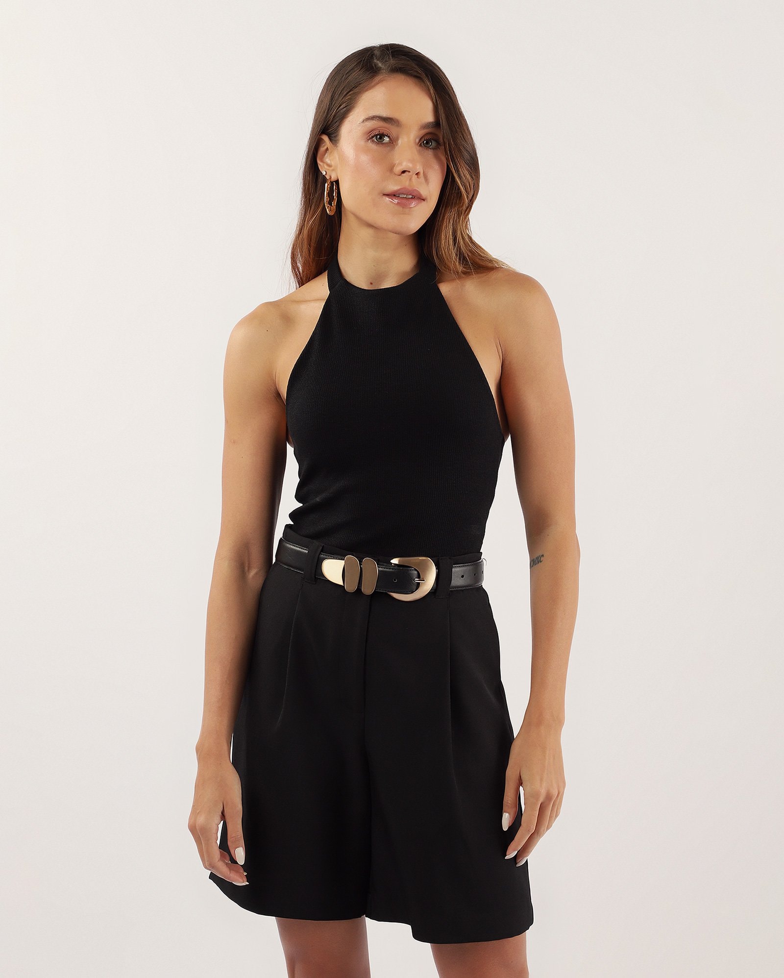 Regata feminina frente única com viscose preta