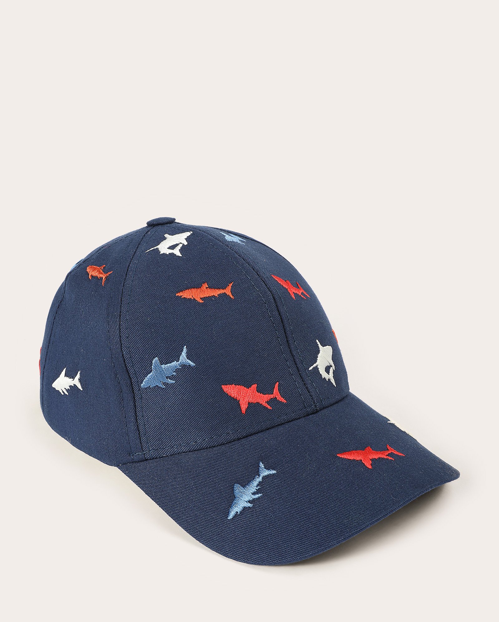 Boné infantil aba curva bordado tubarão azul | Accessori