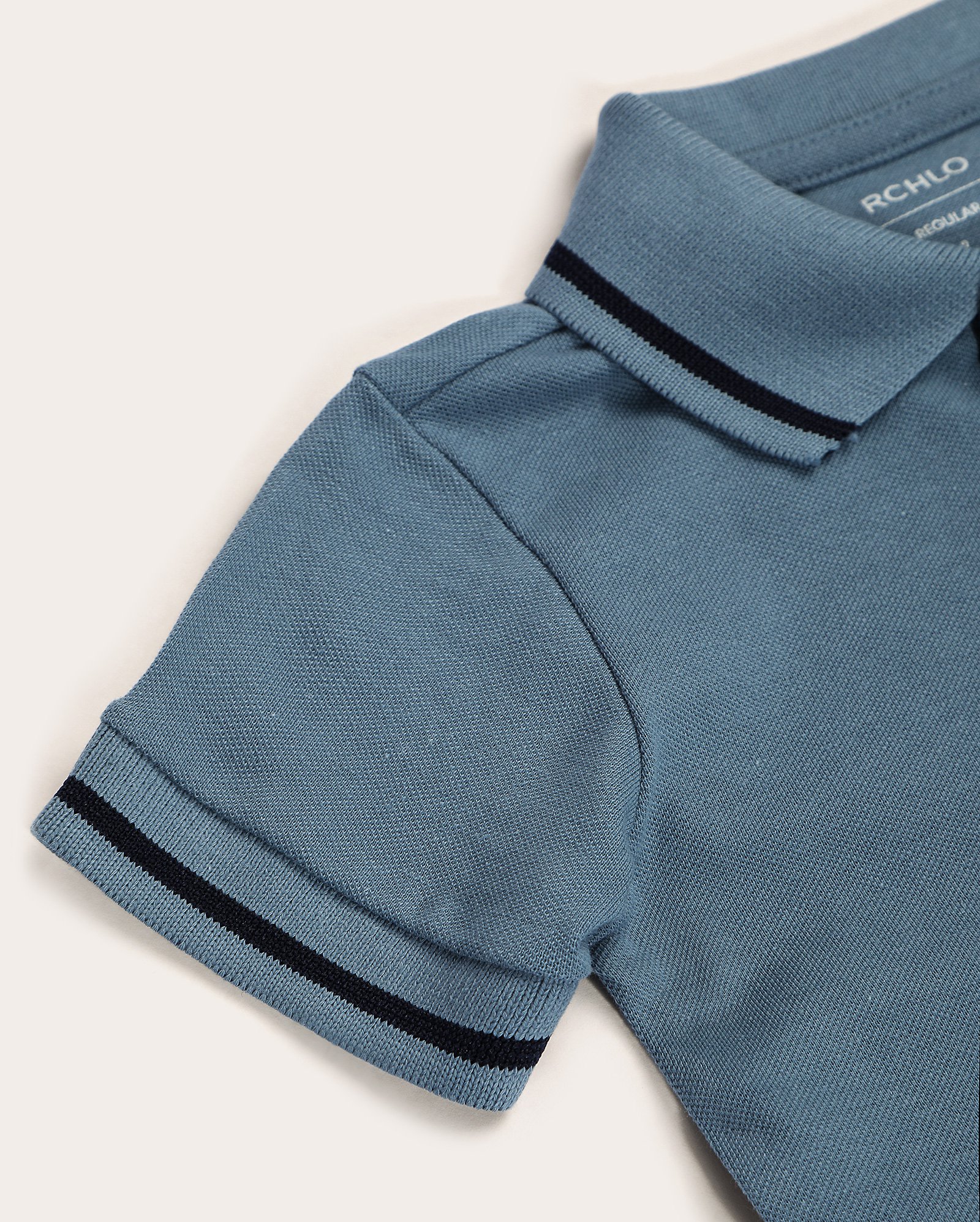 Camisa polo infantil bordado coqueiro 1-4A - Azul Escuro
