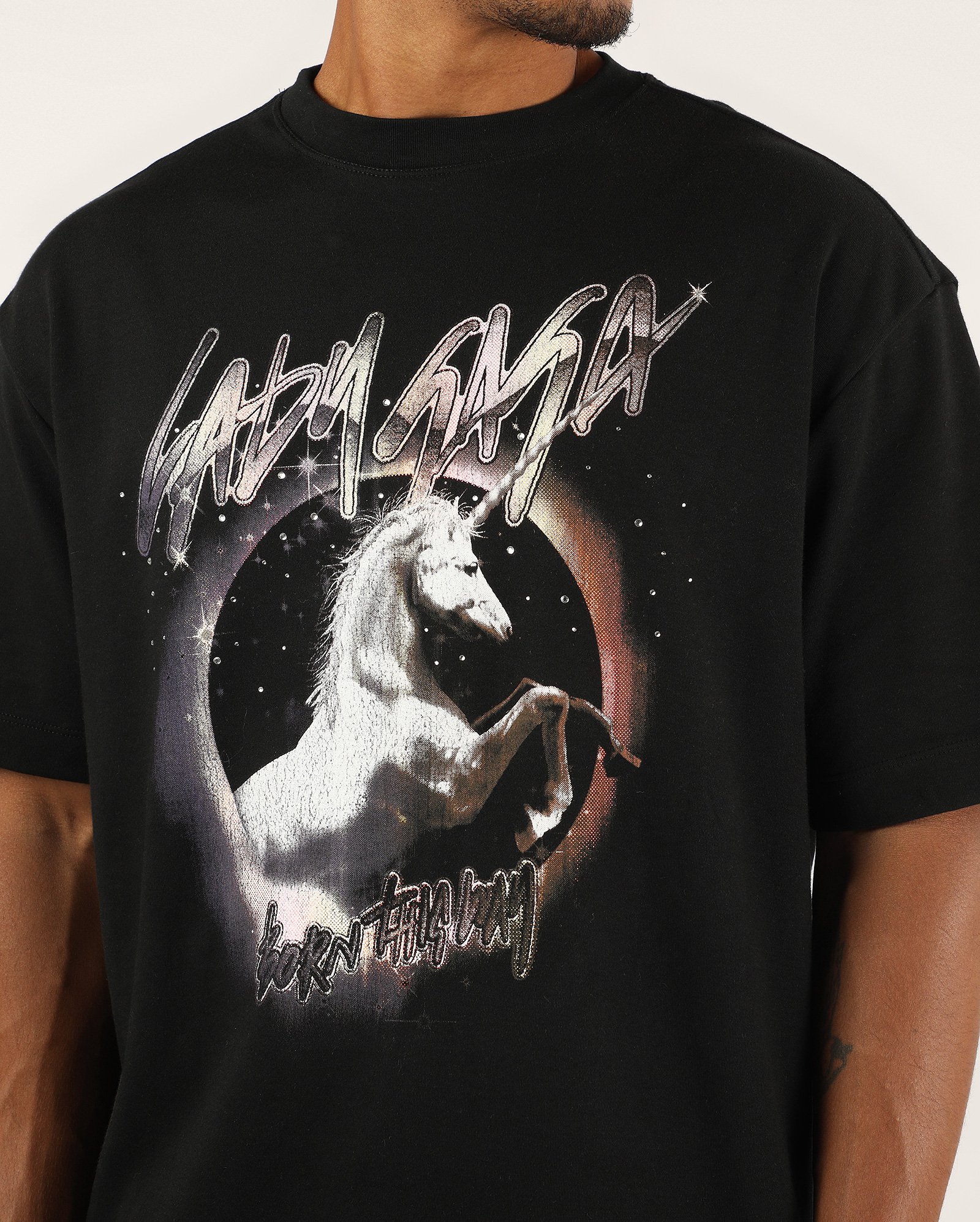 Camiseta masculina Unicórnio Lady Gaga - preta | FANLAB — foto 3